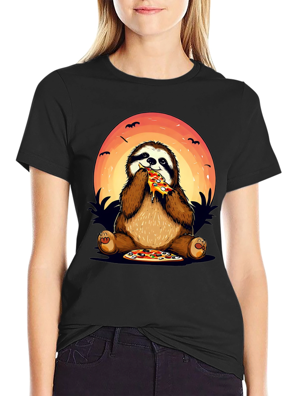 Sloth Pizza Lover Graphic T-Shirt