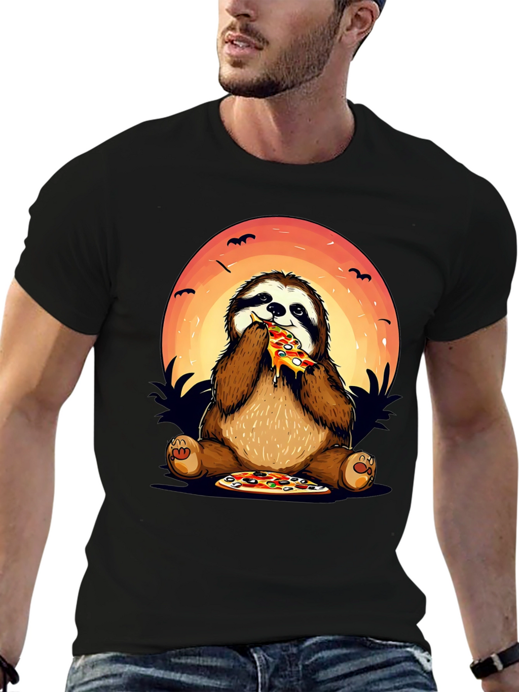 Sloth Pizza Lover Graphic T-Shirt