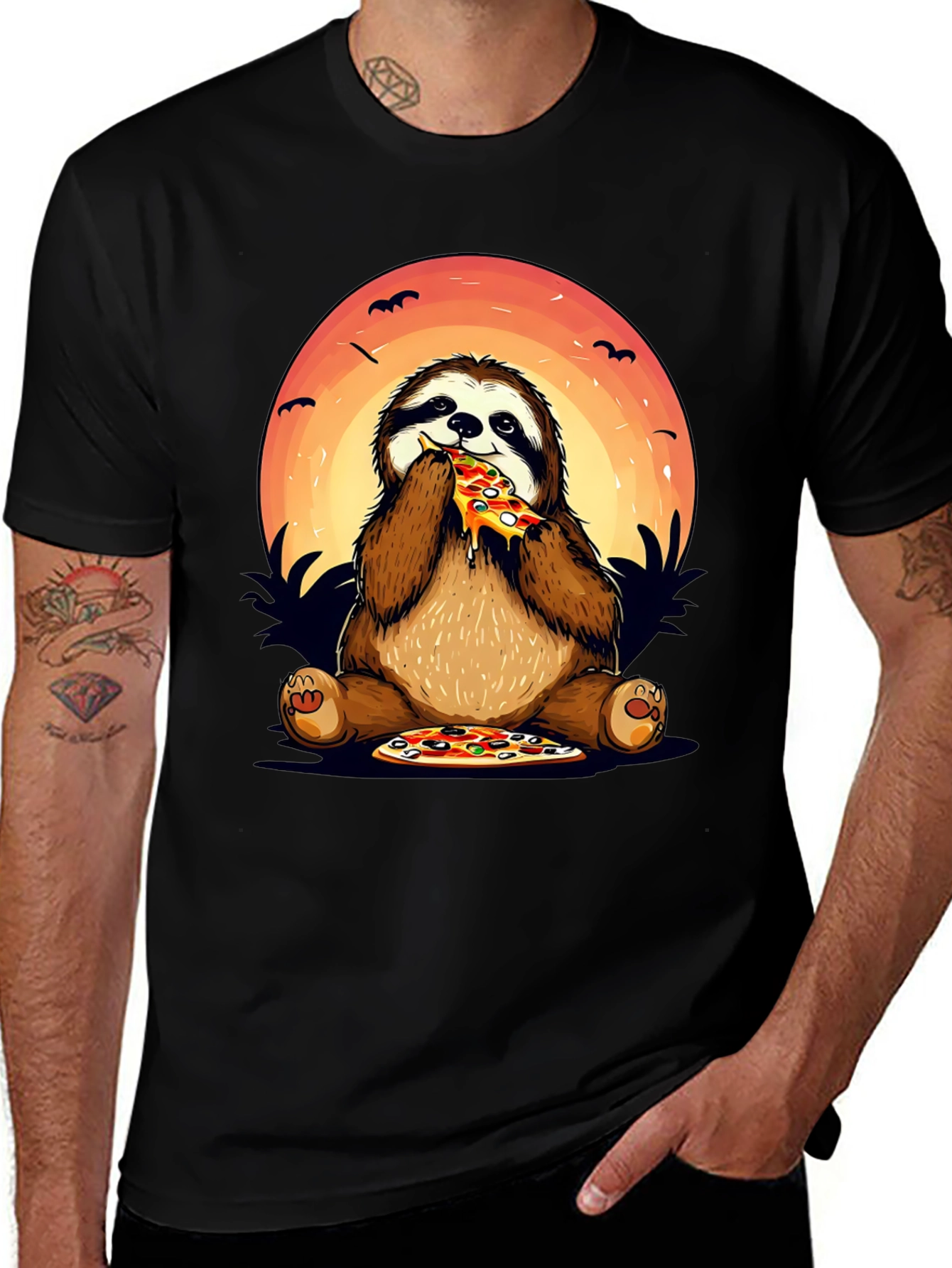 Sloth Pizza Lover Graphic T-Shirt