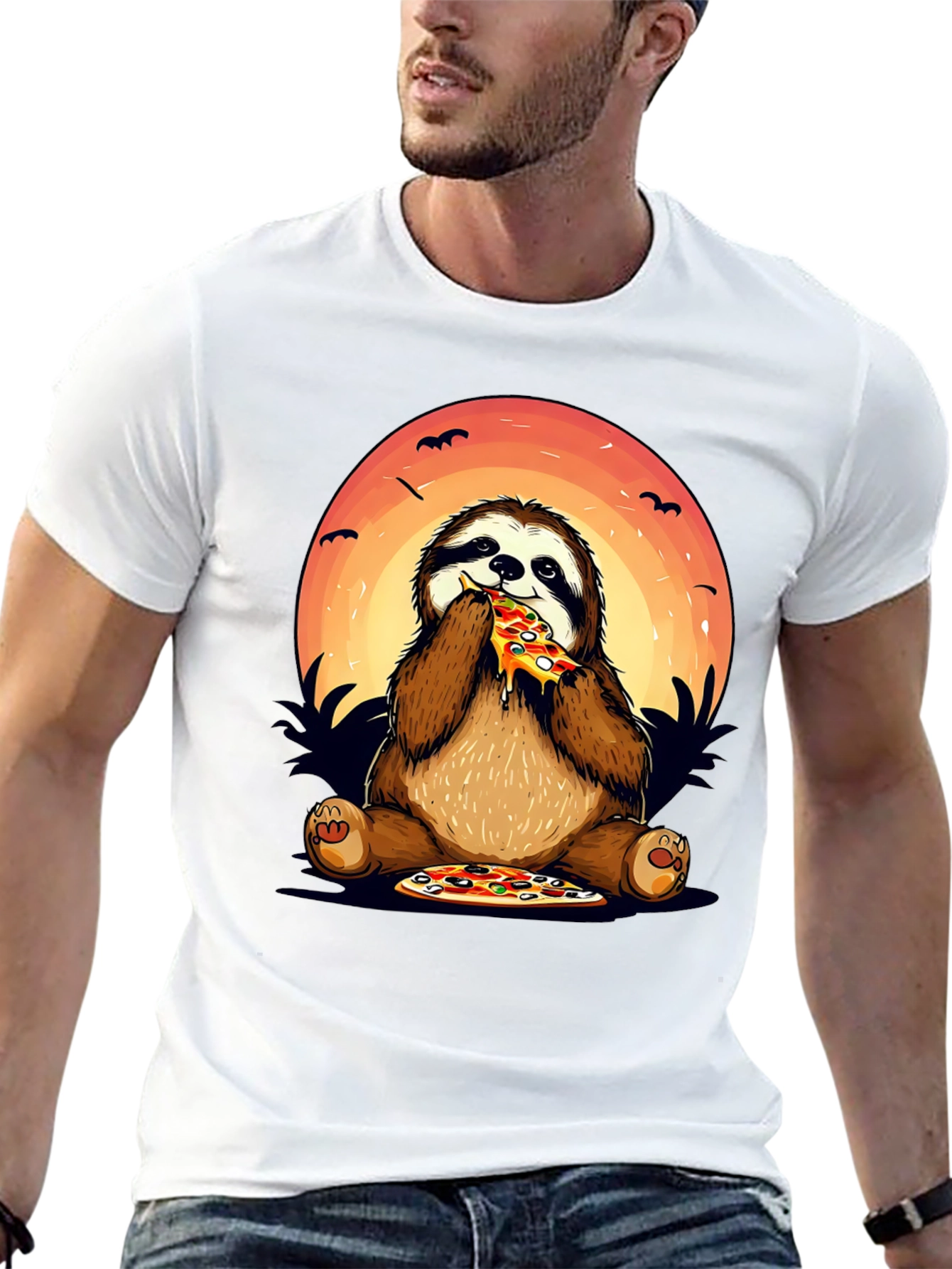 Sloth Pizza Lover Graphic T-Shirt