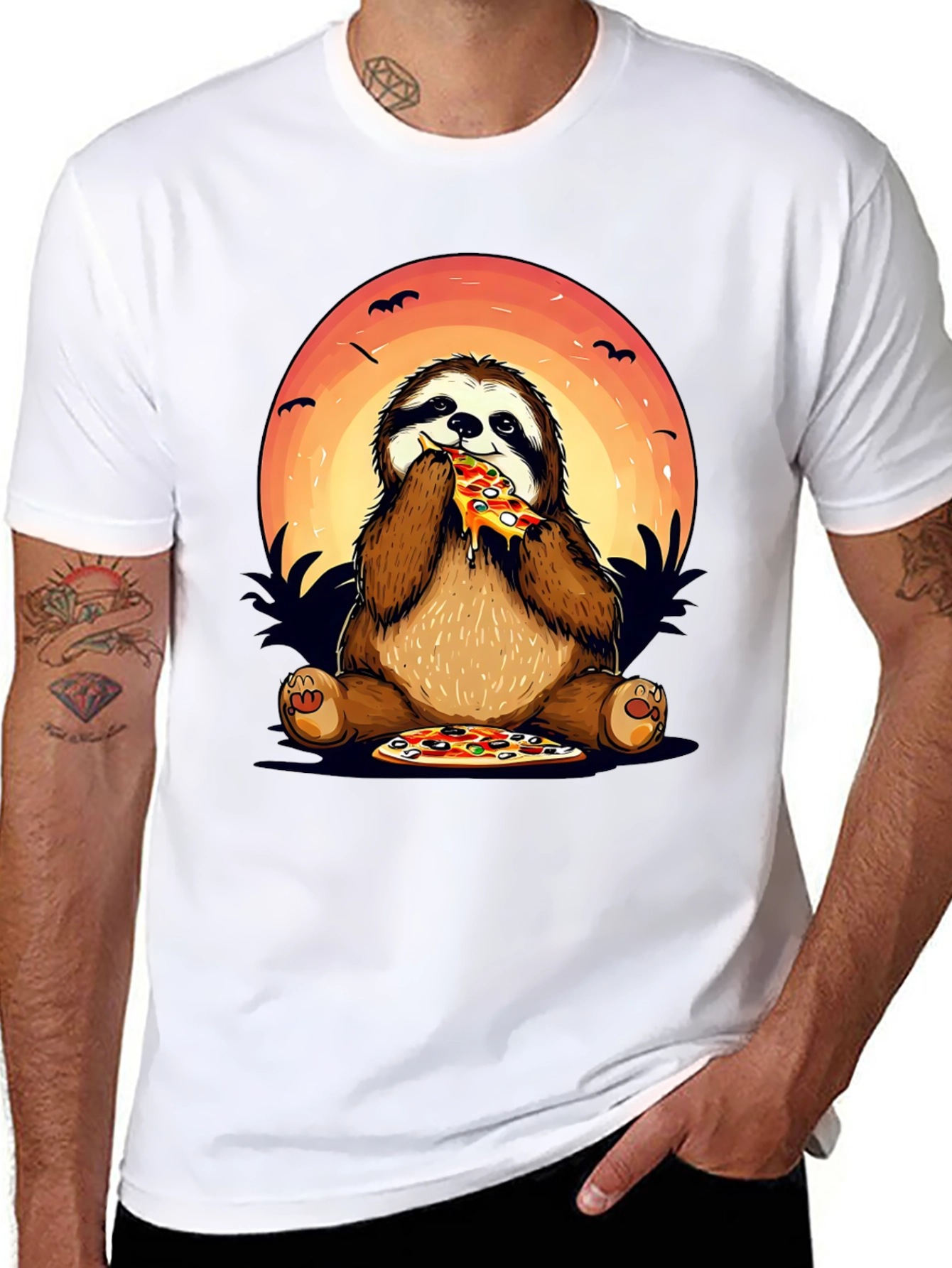 Sloth Pizza Lover Graphic T-Shirt