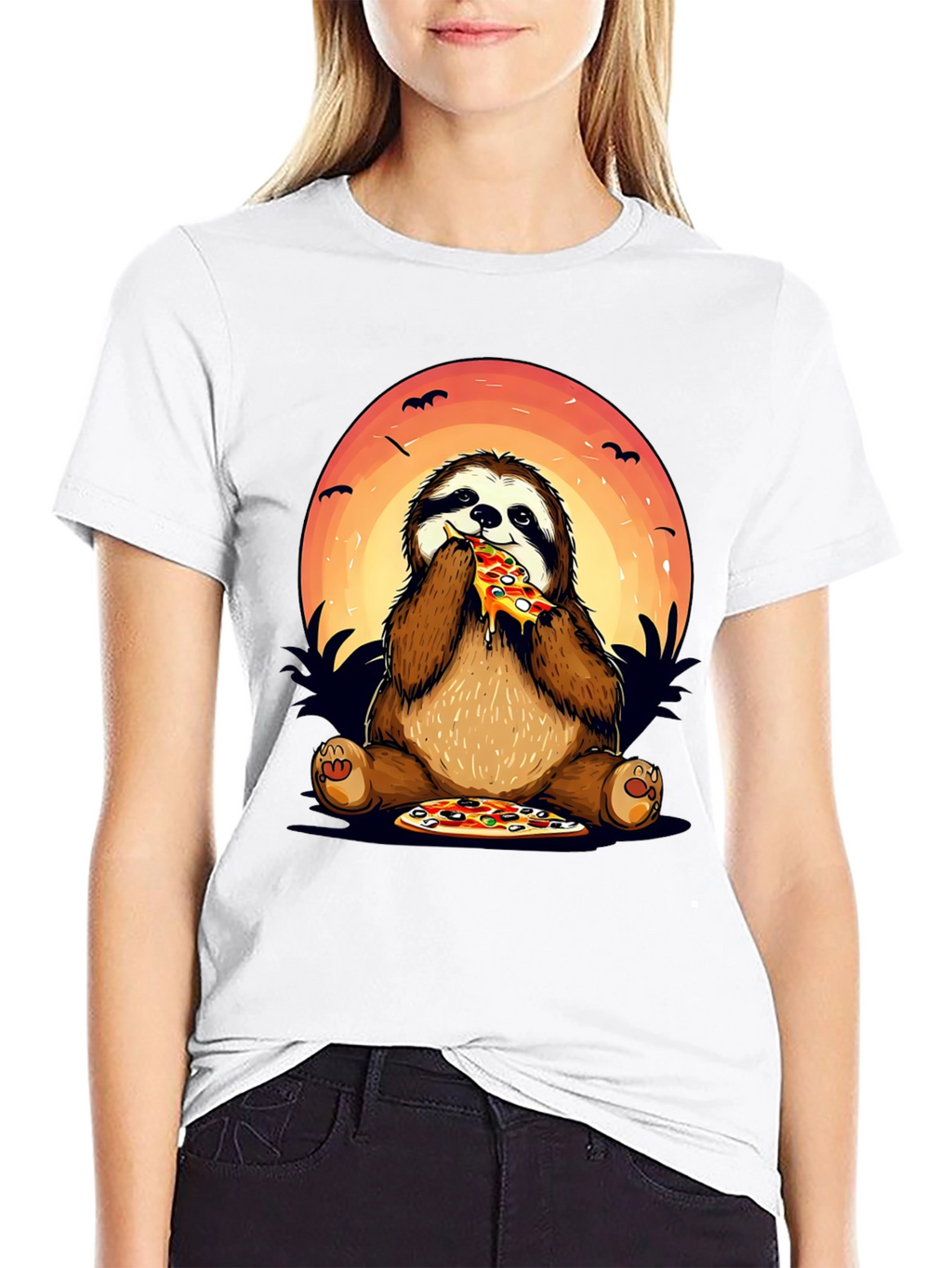 Sloth Pizza Lover Graphic T-Shirt