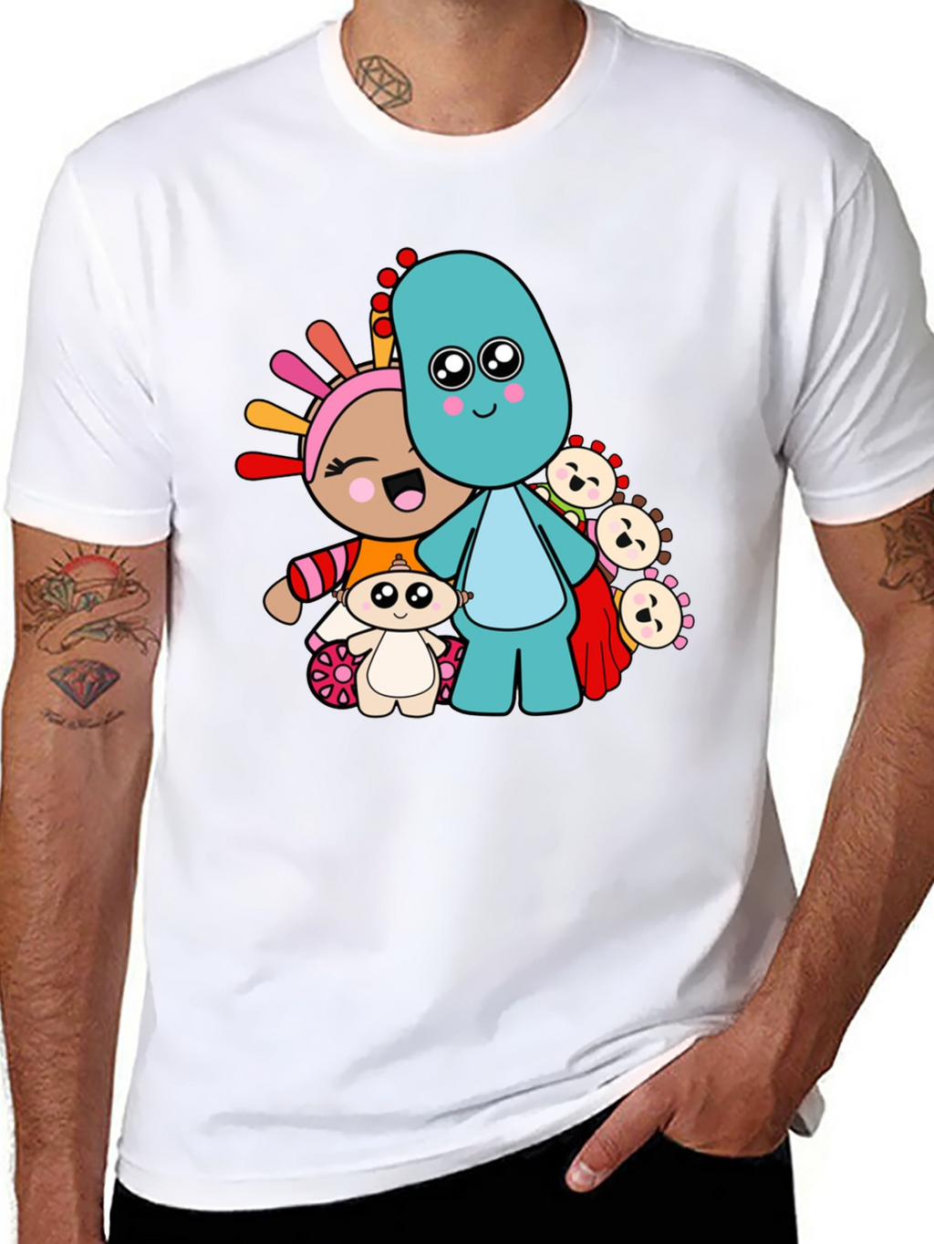 In the Night Garden Cartoon Character Black T-Shirt