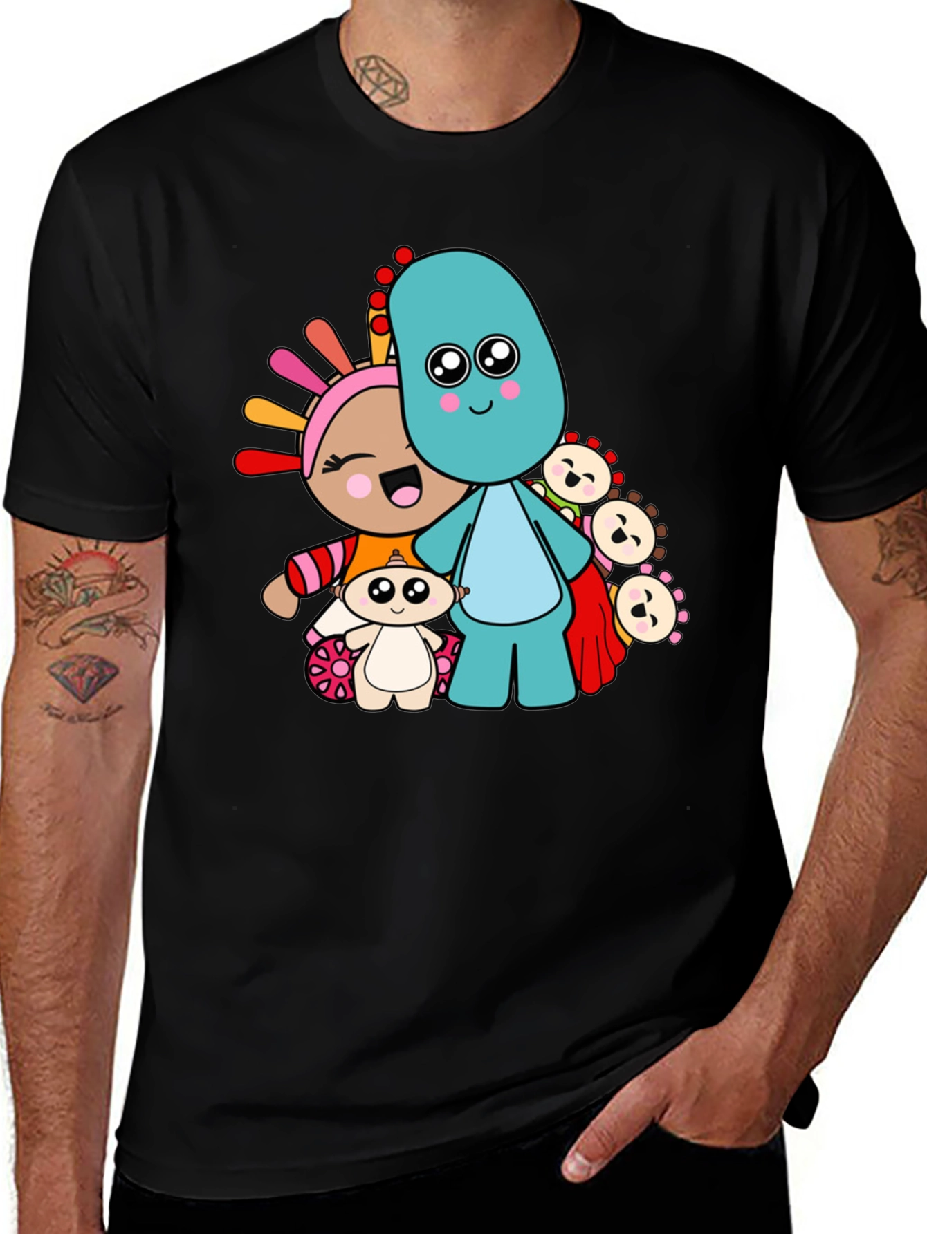 In the Night Garden Cartoon Character Black T-Shirt