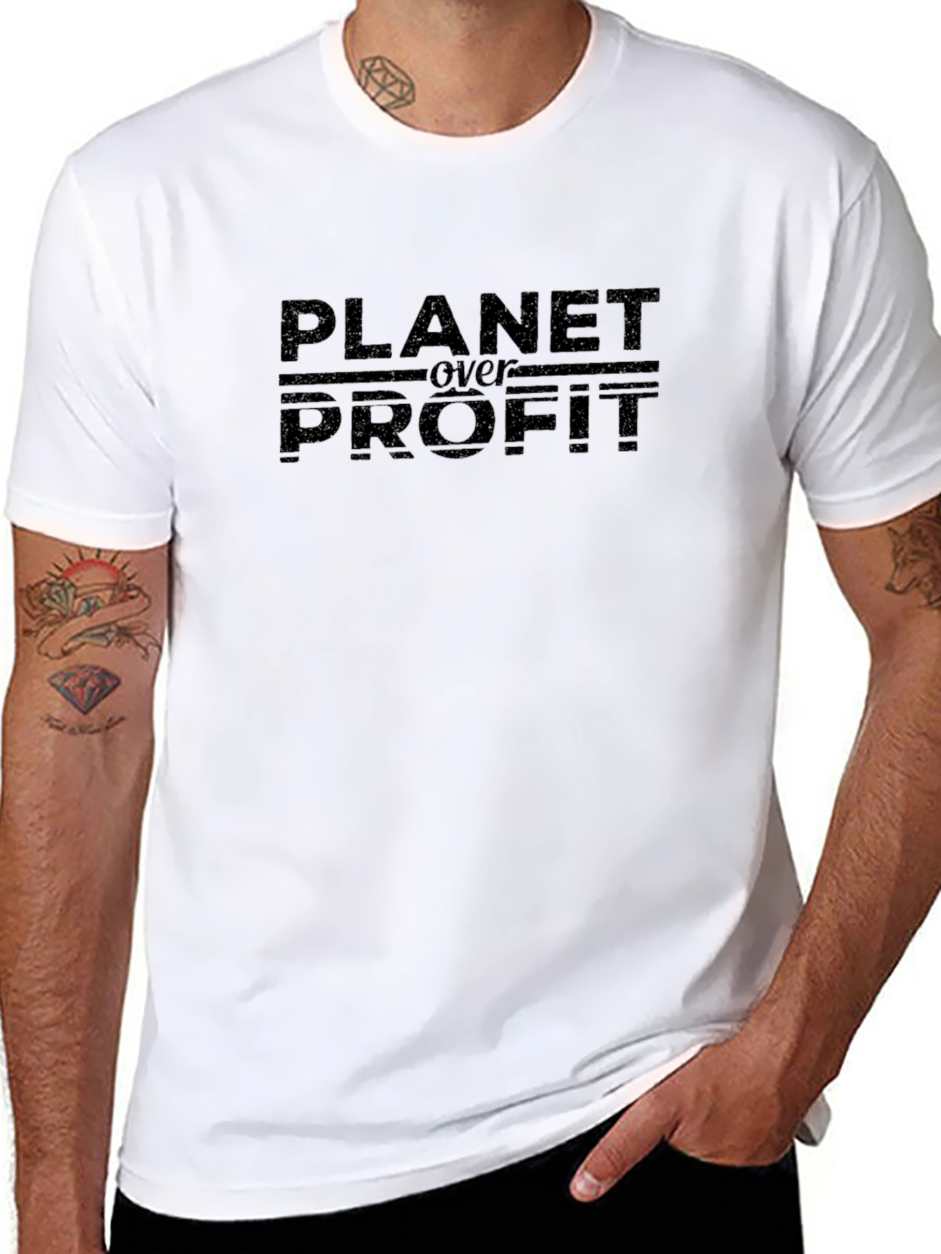 Planet Over Profit T-Shirt - Black Eco Tee