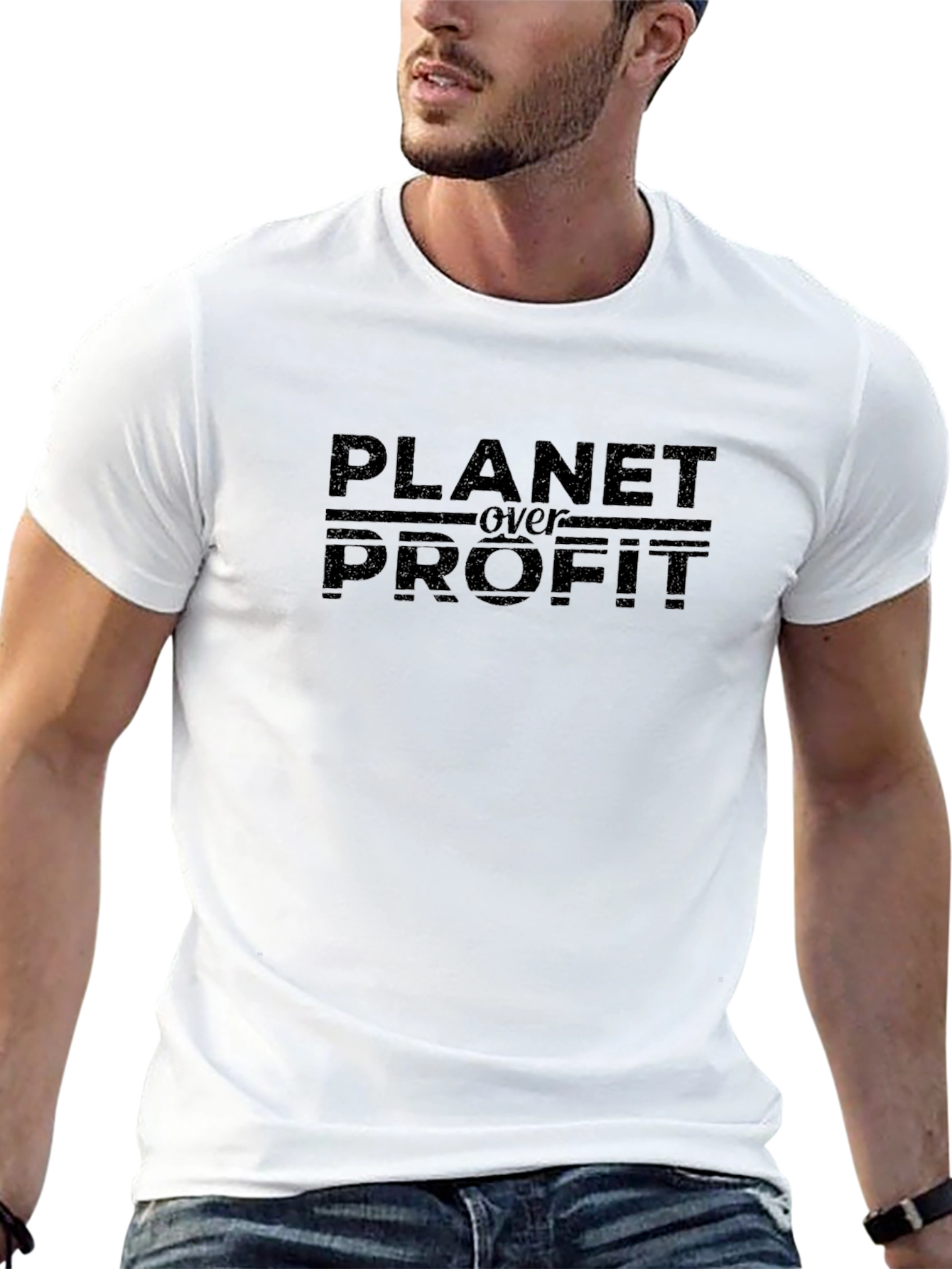 Planet Over Profit T-Shirt - Black Eco Tee