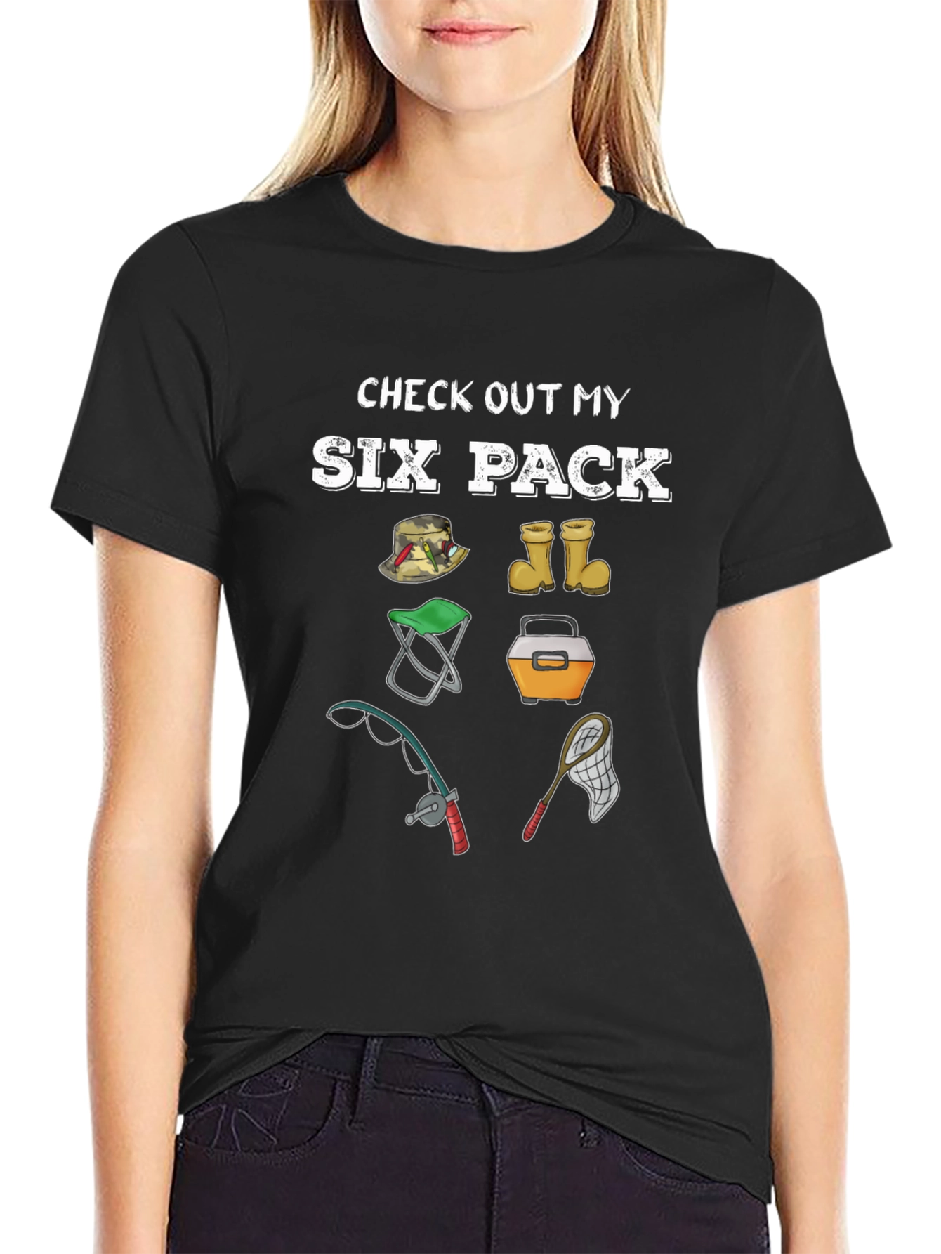 Fishing Humor T-Shirt - Check Out My Six Pack