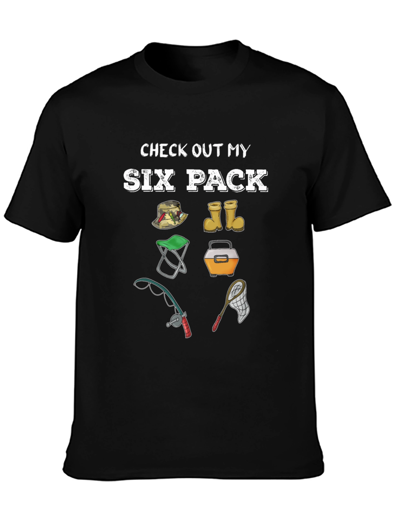 Fishing Humor T-Shirt - Check Out My Six Pack