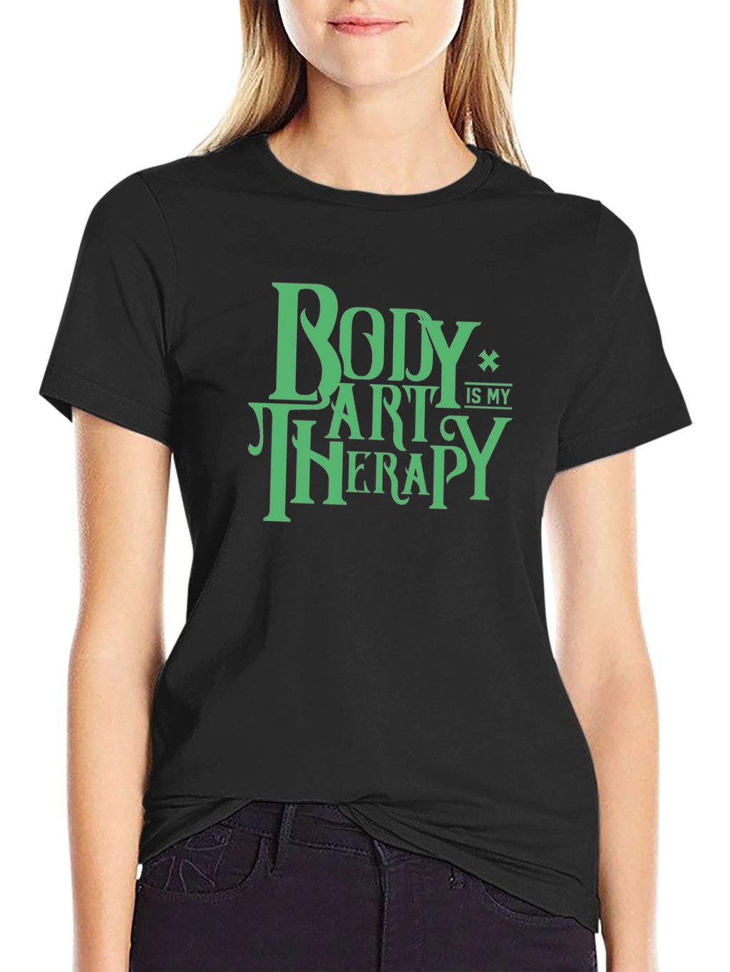 Body Art Therapy T-Shirt - Black Cotton Graphic Tee