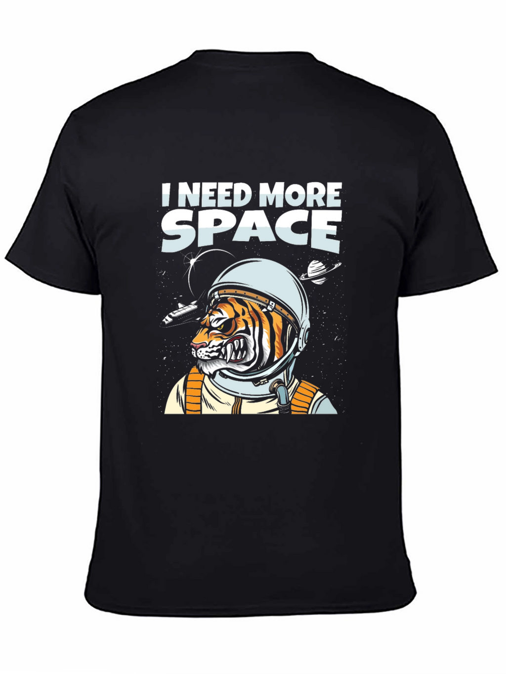 I Need More Space Tiger Astronaut Black T-Shirt
