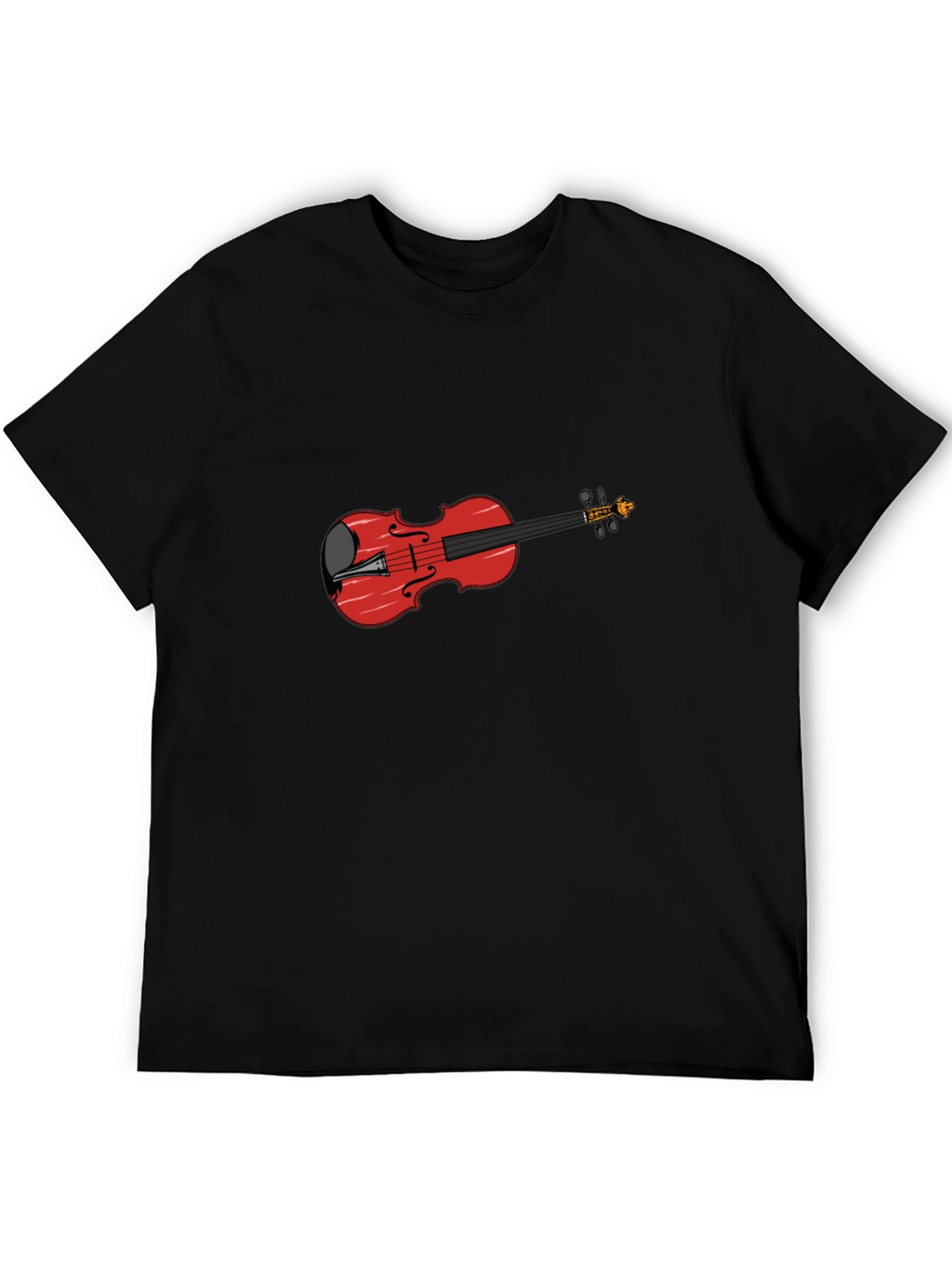 Black T-Shirt with Red Violin Graphic