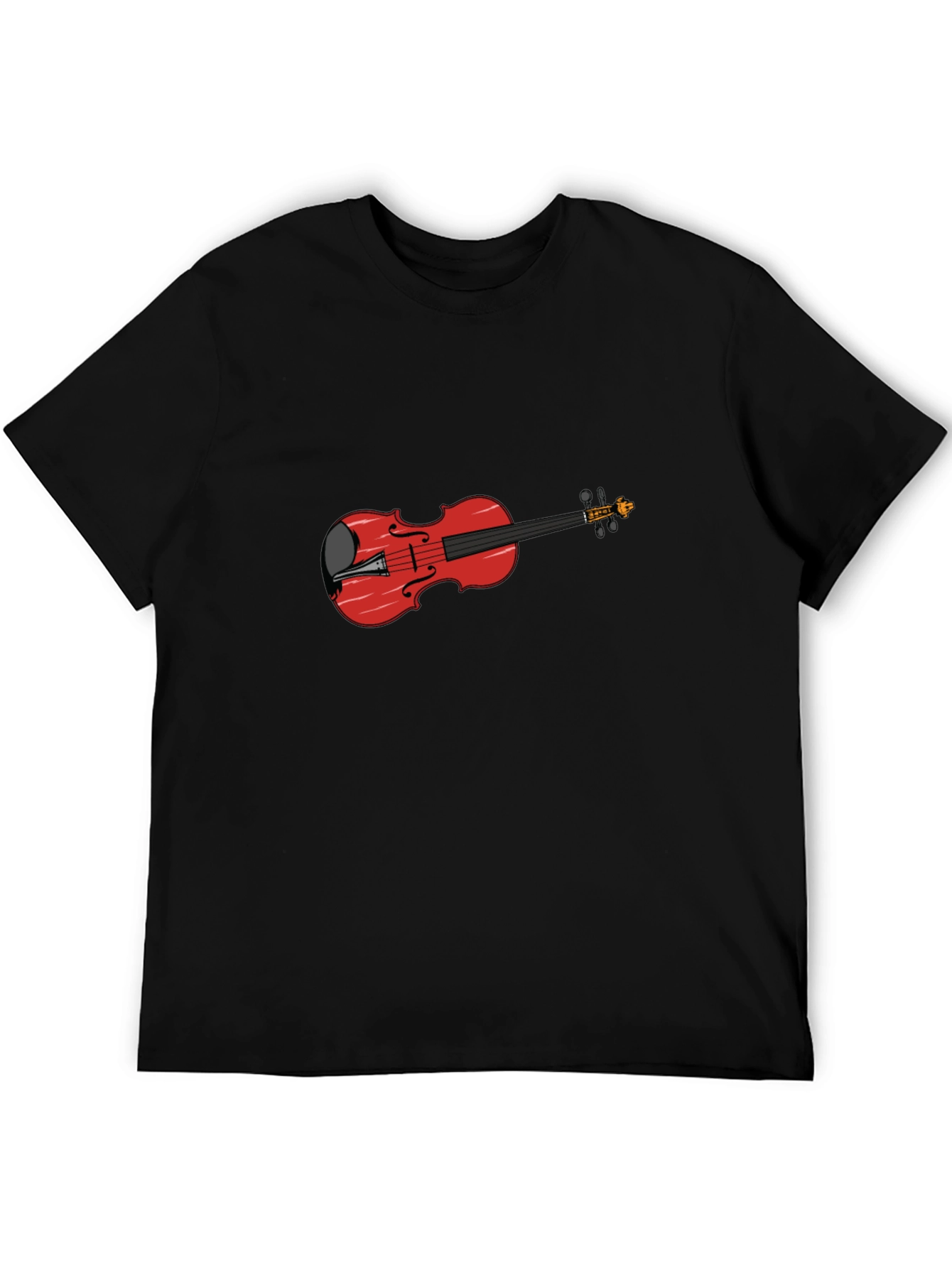 Black T-Shirt with Red Violin Graphic