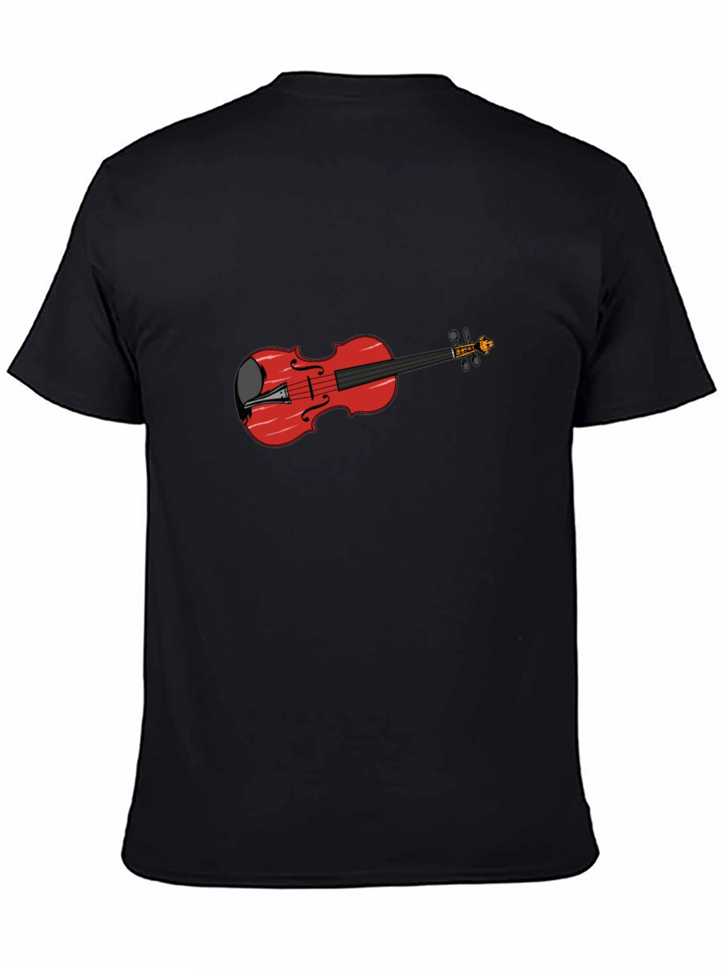 Black T-Shirt with Red Violin Graphic