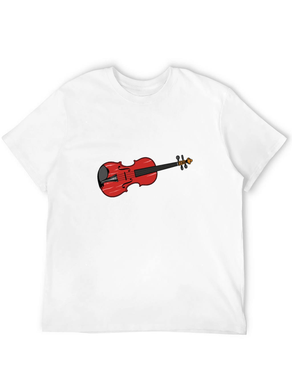 Black T-Shirt with Red Violin Graphic