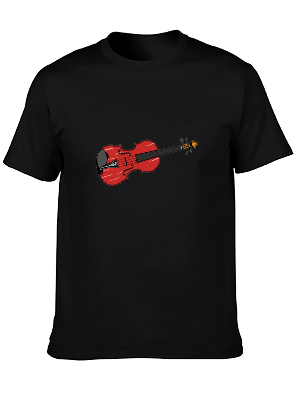 Black T-Shirt with Red Violin Graphic