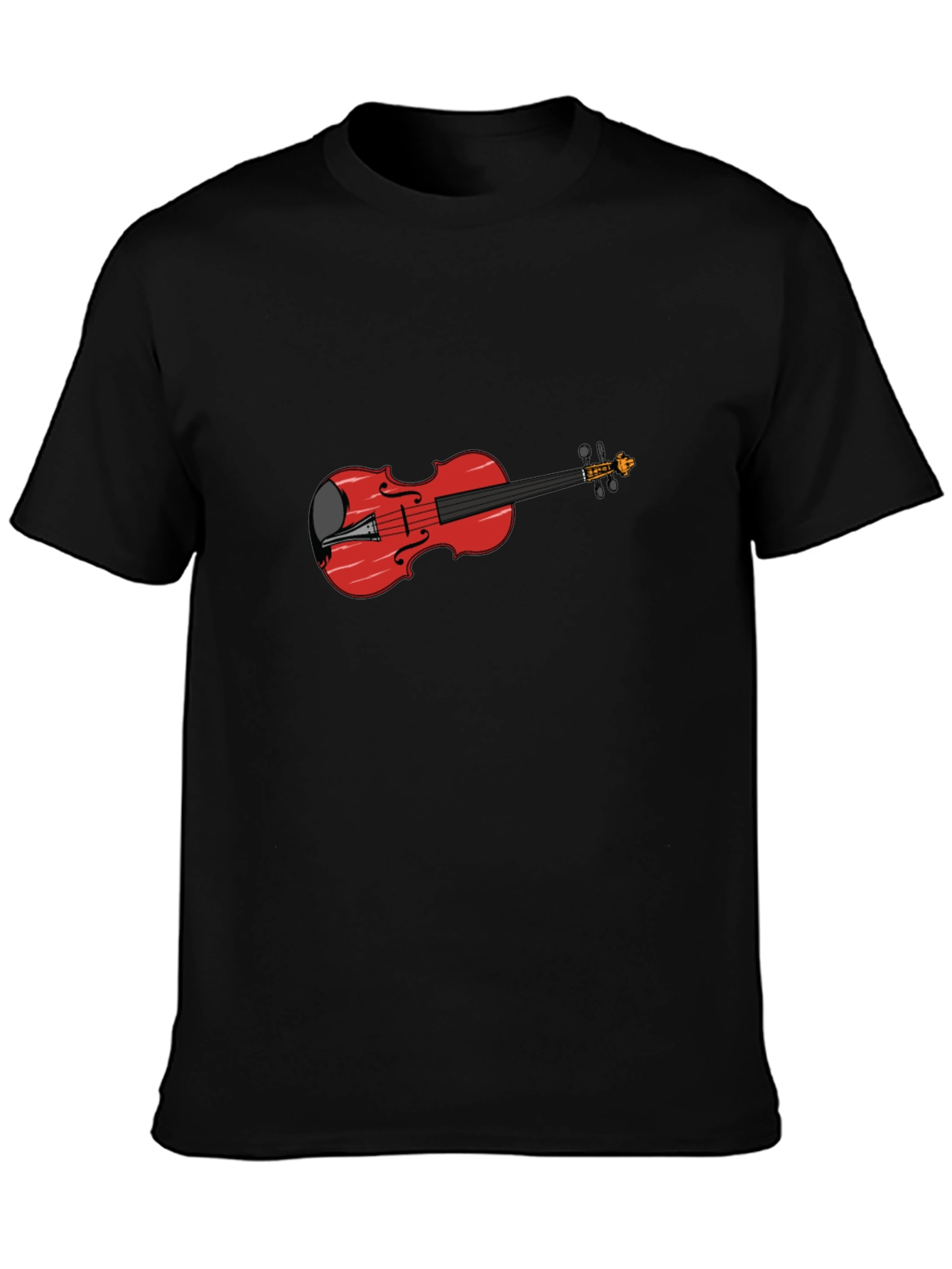 Black T-Shirt with Red Violin Graphic