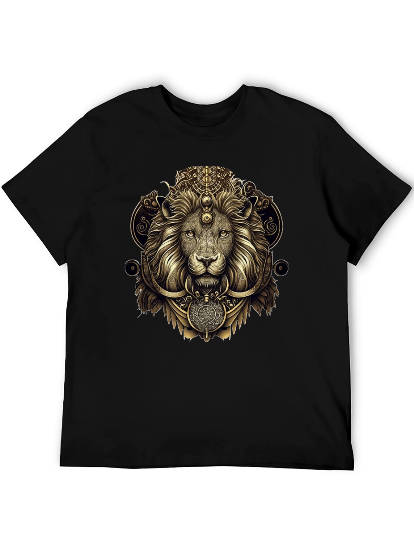 Ornate Lion Graphic Black T-Shirt