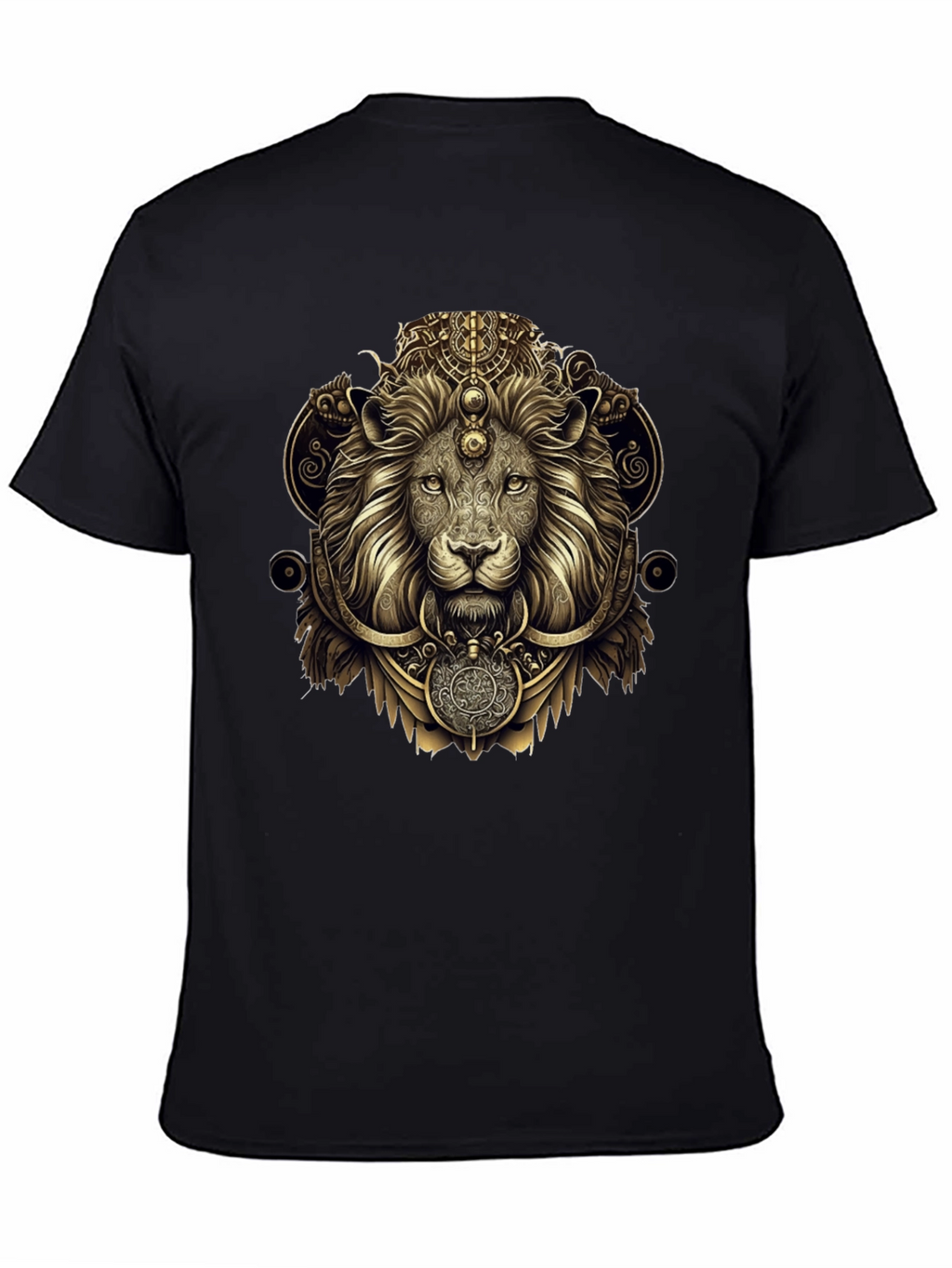 Ornate Lion Graphic Black T-Shirt