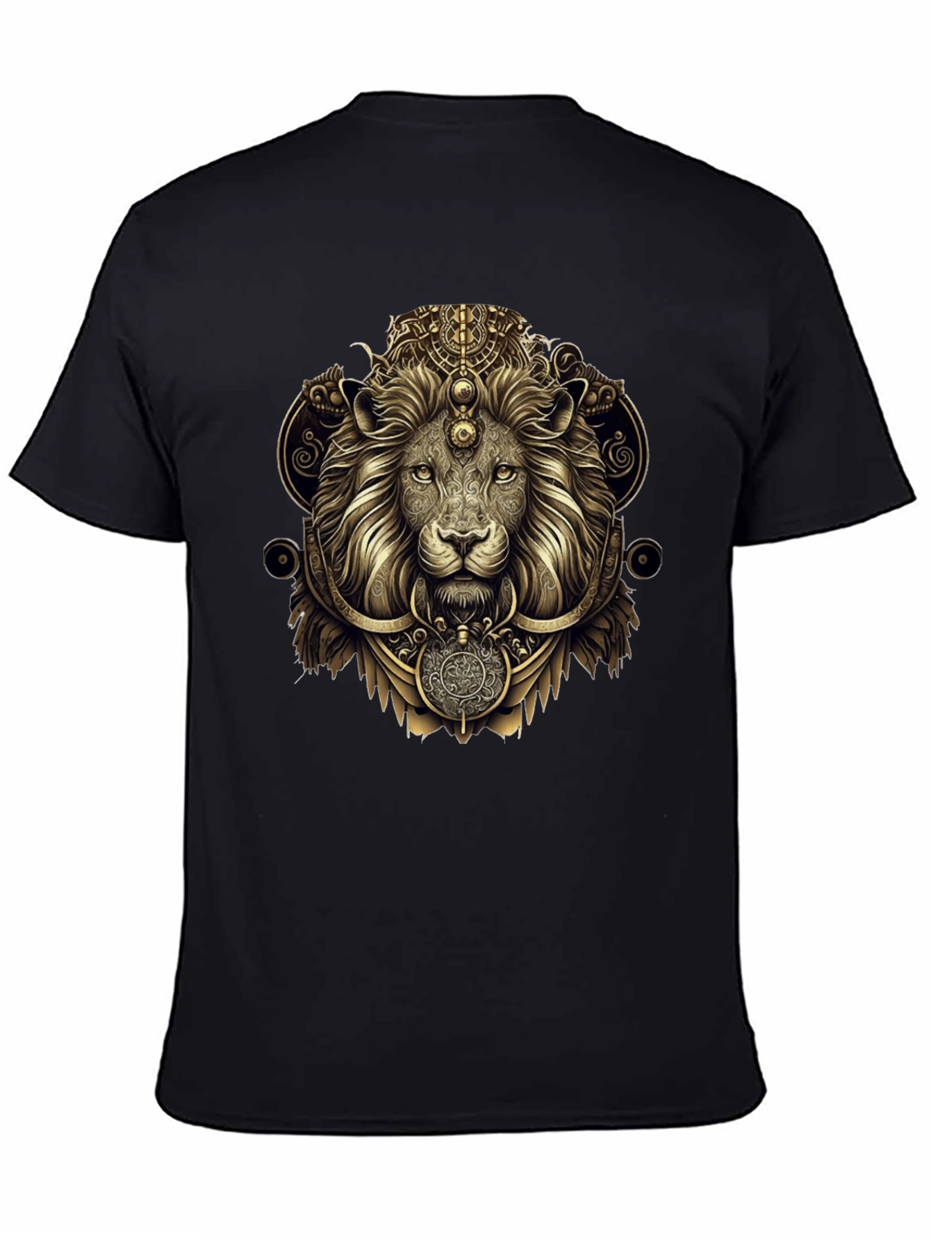 Ornate Lion Graphic Black T-Shirt