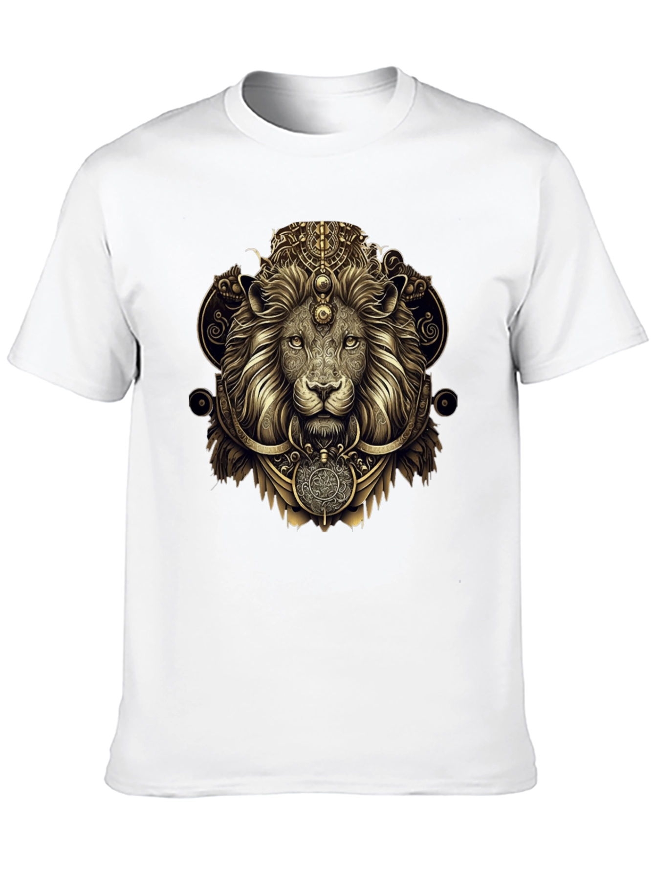 Ornate Lion Graphic Black T-Shirt