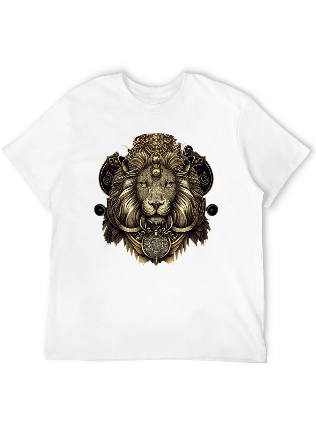 Ornate Lion Graphic Black T-Shirt