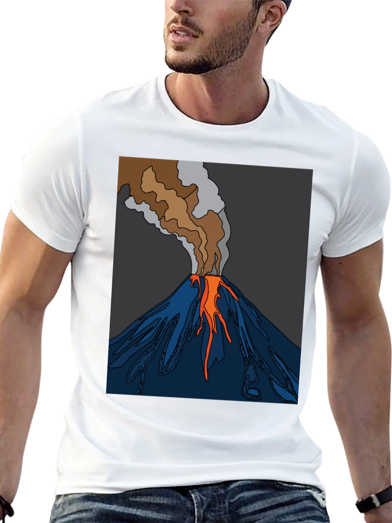 Volcano Graphic T-Shirt - Black Crew Neck Tee