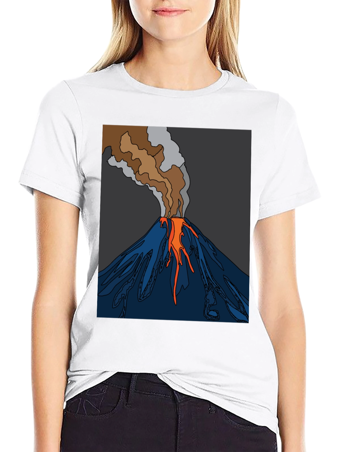 Volcano Graphic T-Shirt - Black Crew Neck Tee