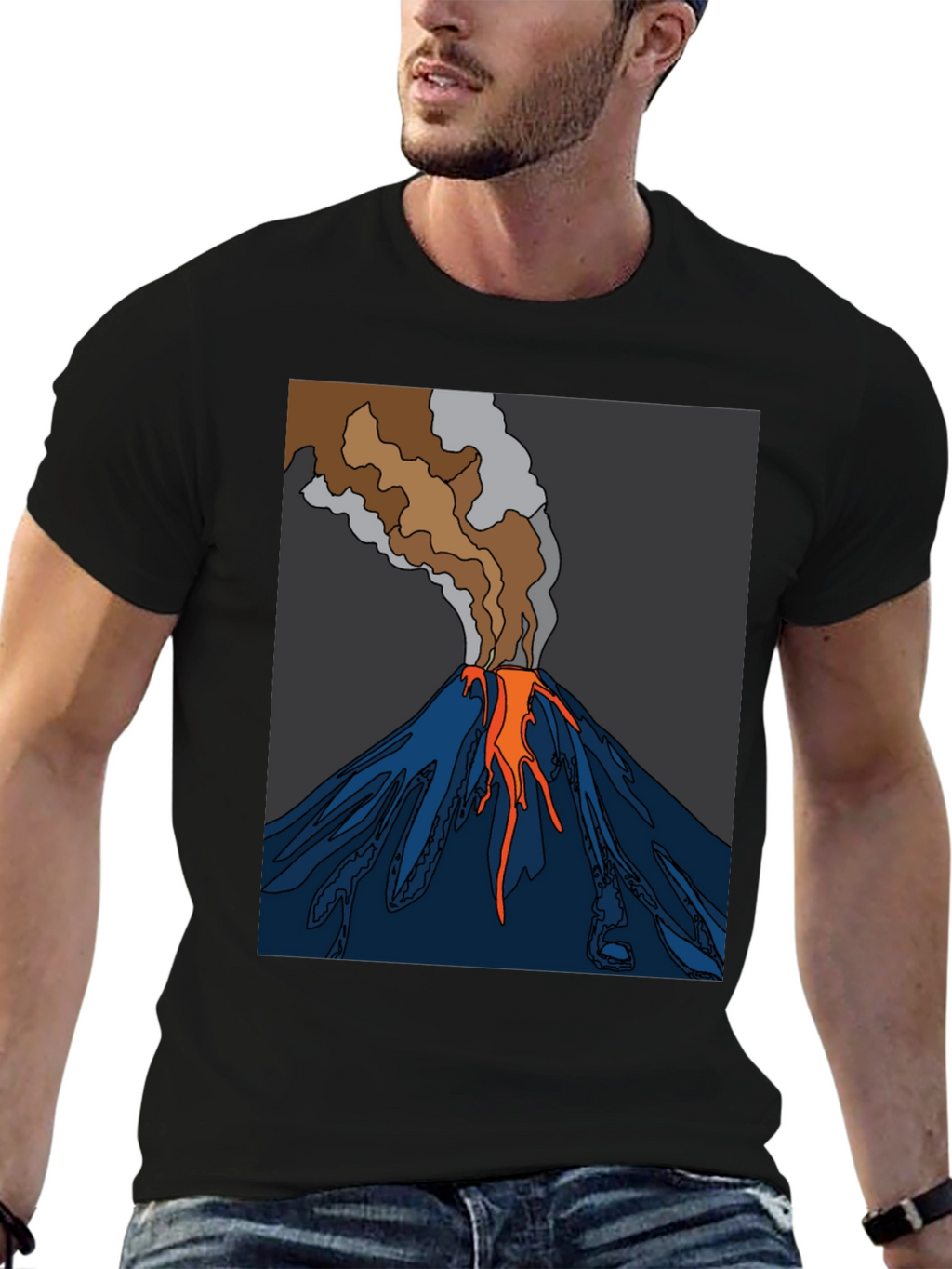 Volcano Graphic T-Shirt - Black Crew Neck Tee