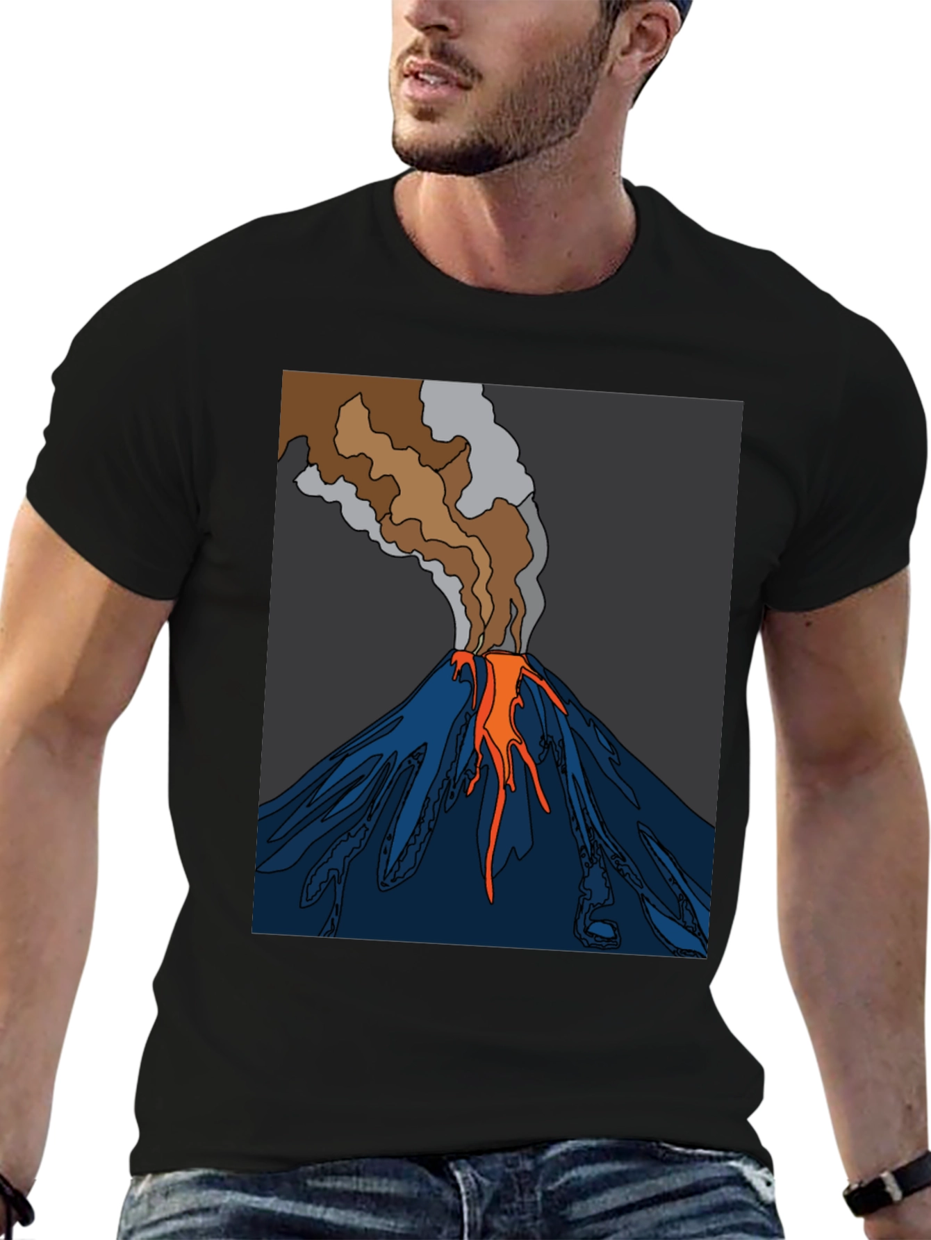 Volcano Graphic T-Shirt - Black Crew Neck Tee