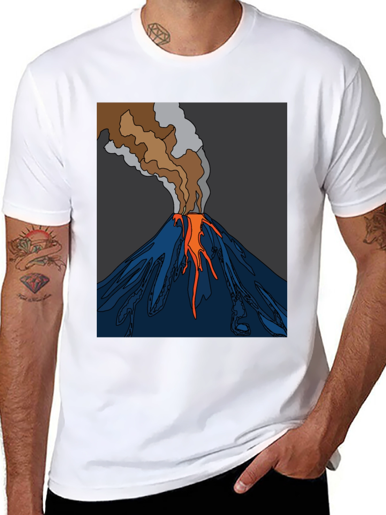 Volcano Graphic T-Shirt - Black Crew Neck Tee