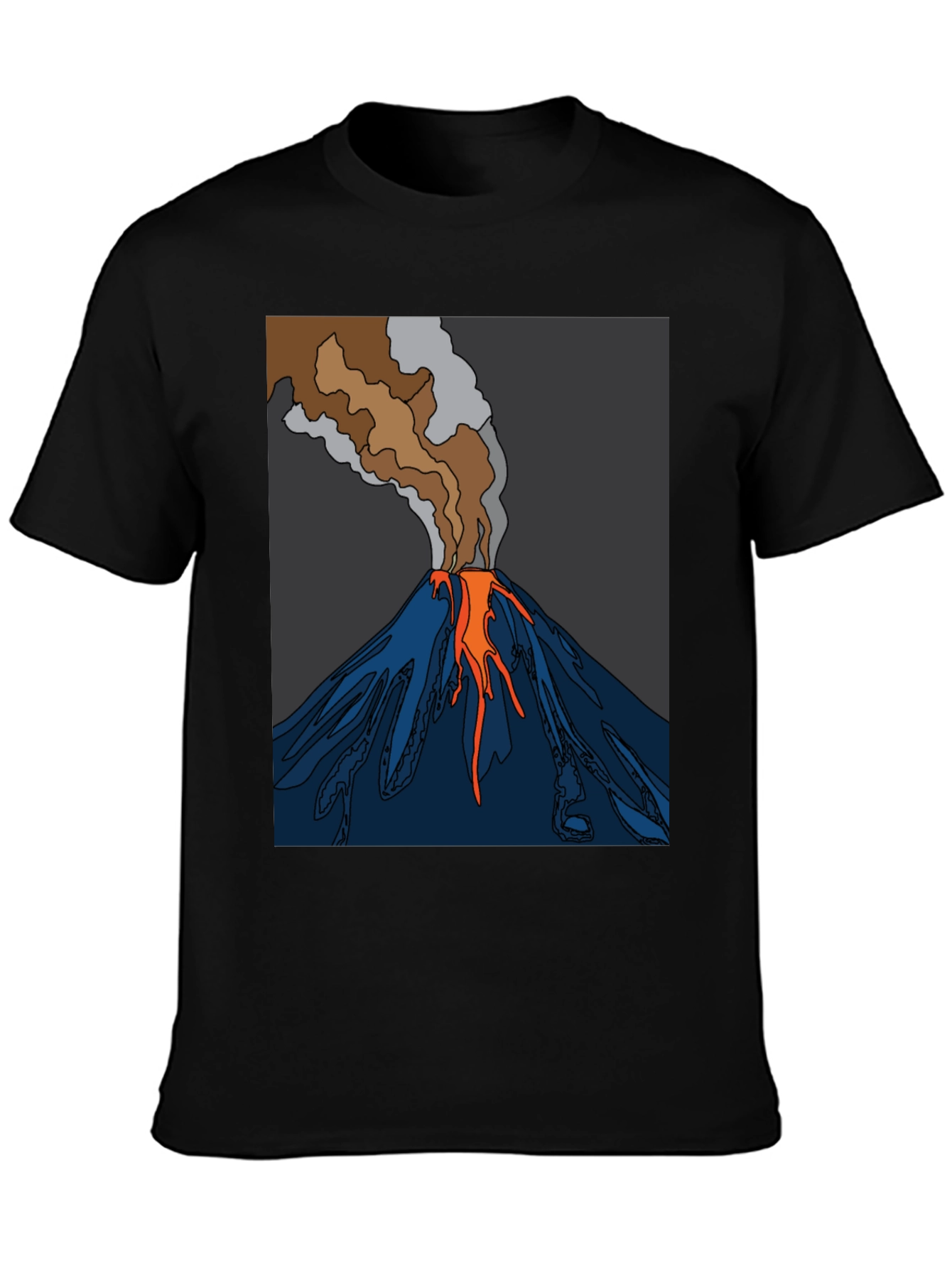 Volcano Graphic T-Shirt - Black Crew Neck Tee