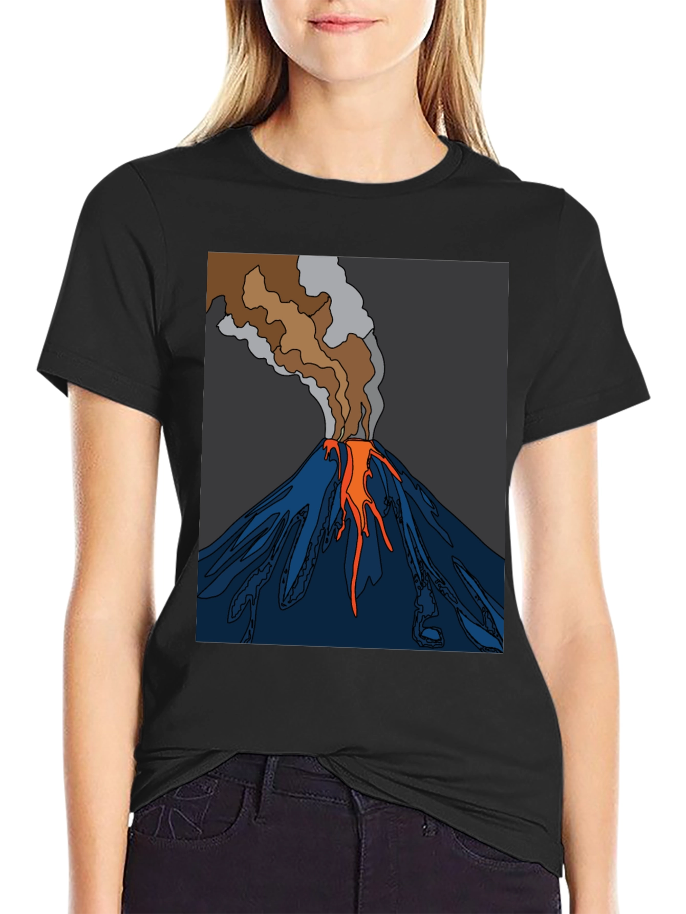 Volcano Graphic T-Shirt - Black Crew Neck Tee