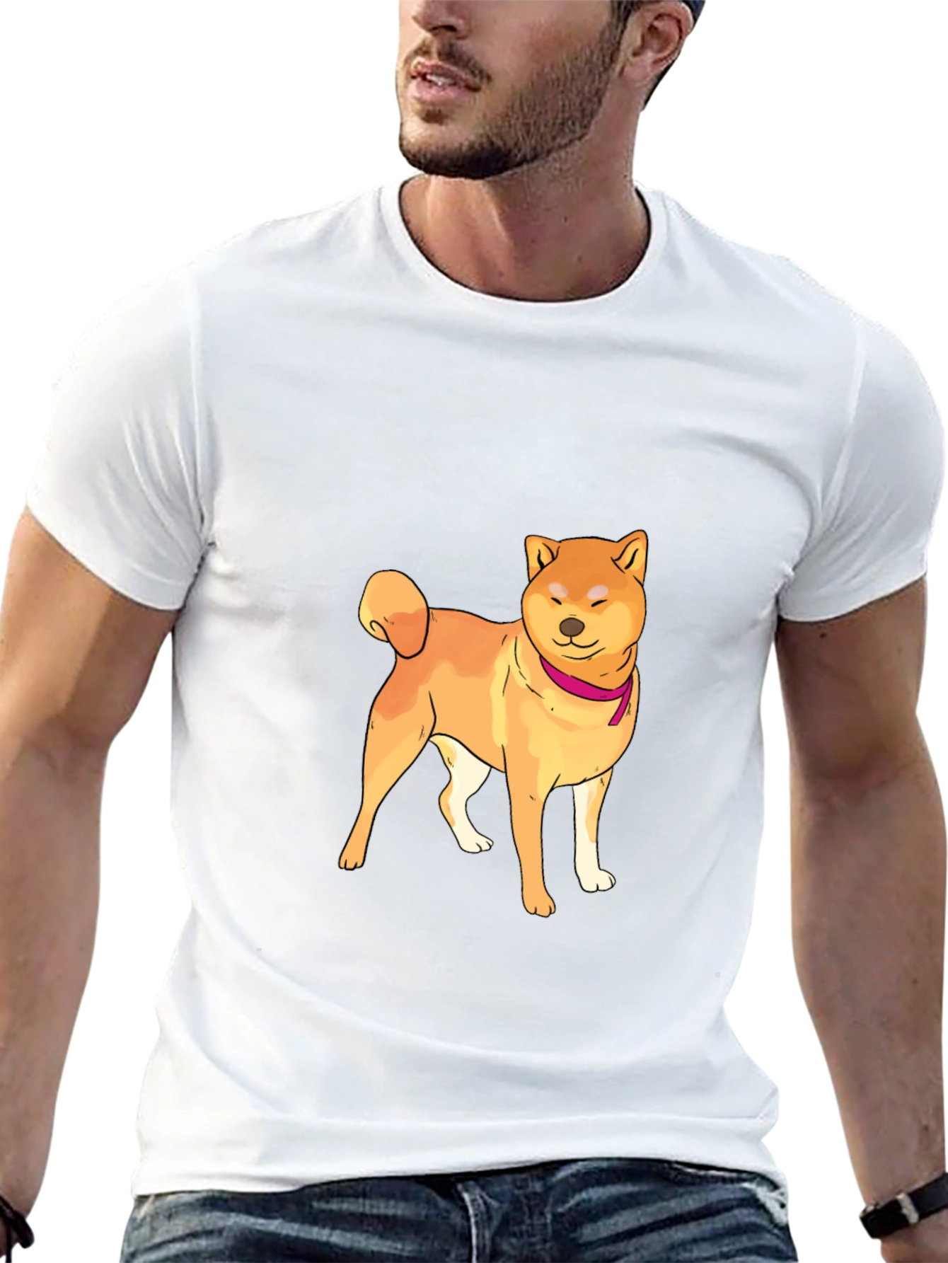 Shiba Inu Graphic Tee - Mens Black Crew Neck