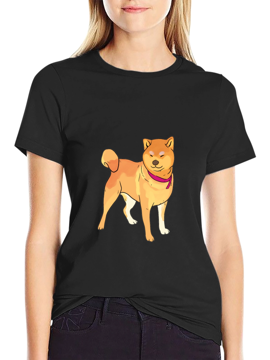 Shiba Inu Graphic Tee - Mens Black Crew Neck