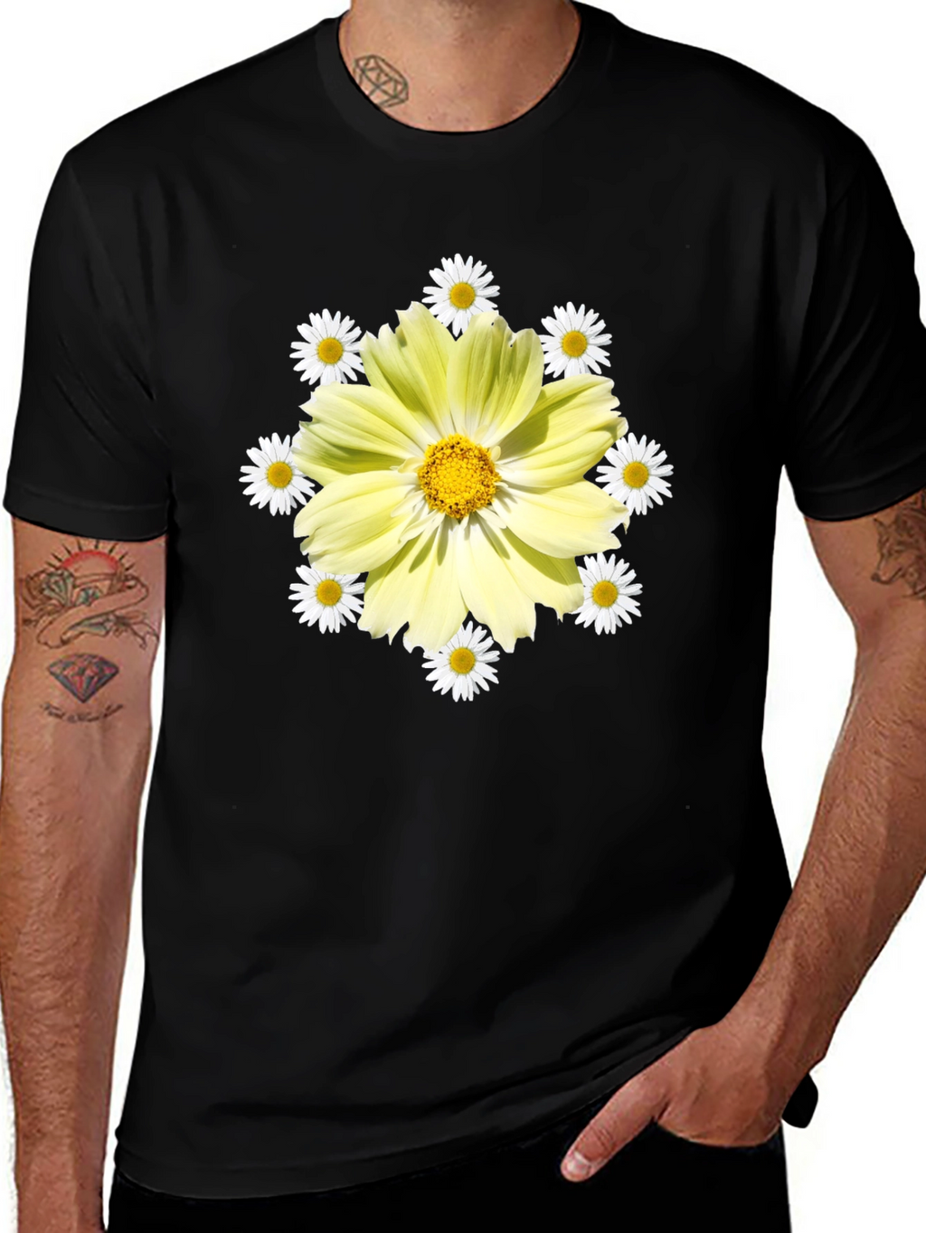 Floral Graphic Tee - Sunny Yellow Daisy Design