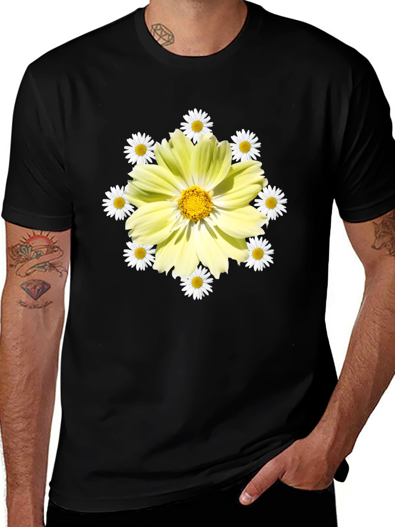 Floral Graphic Tee - Sunny Yellow Daisy Design