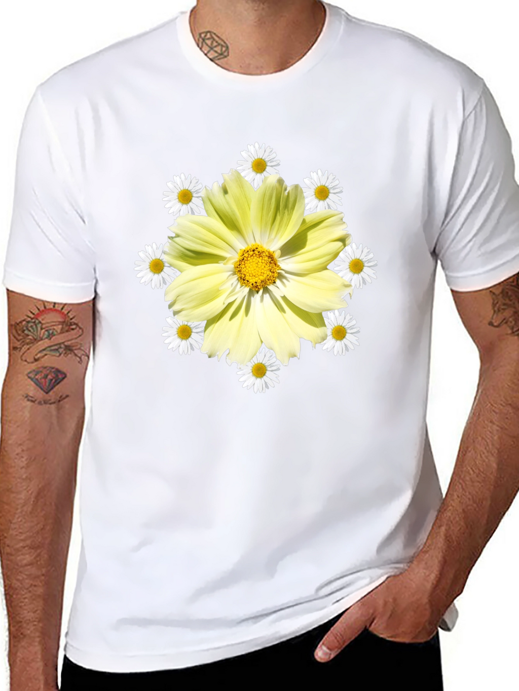 Floral Graphic Tee - Sunny Yellow Daisy Design