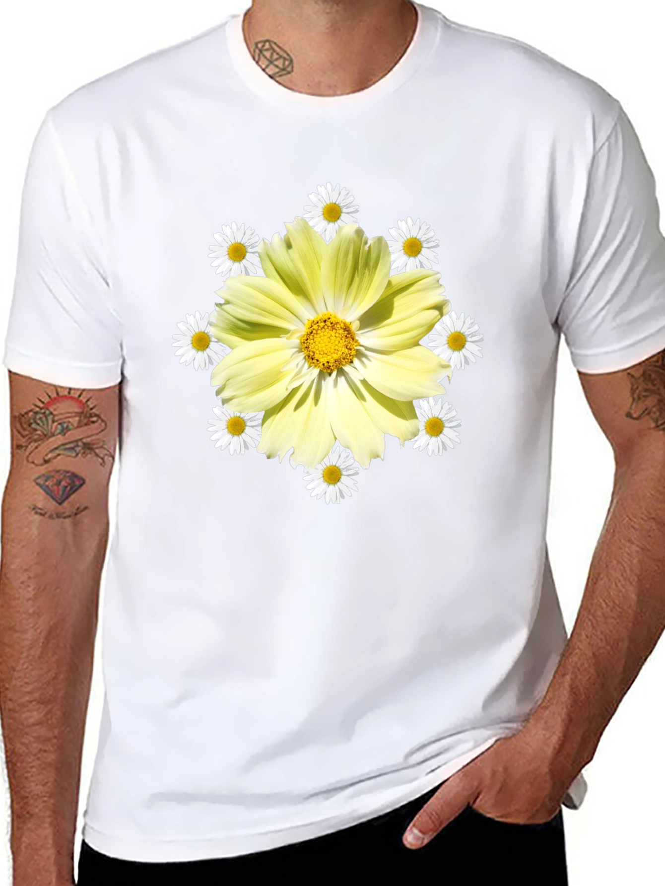 Floral Graphic Tee - Sunny Yellow Daisy Design