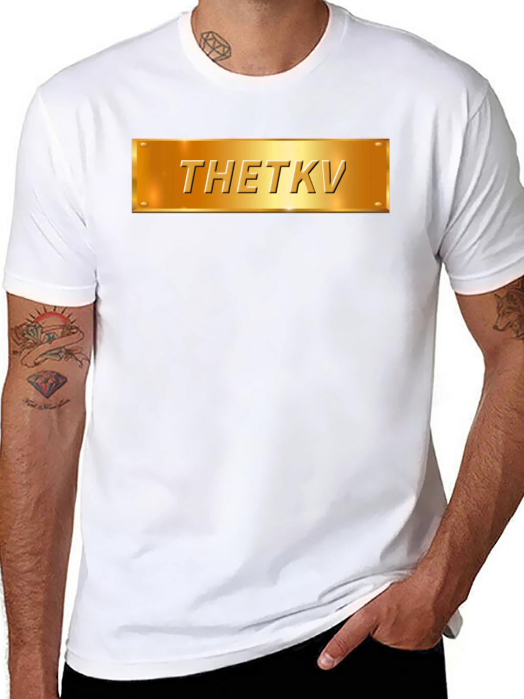 Thetkv Black Graphic Tee - Gold Plate Design