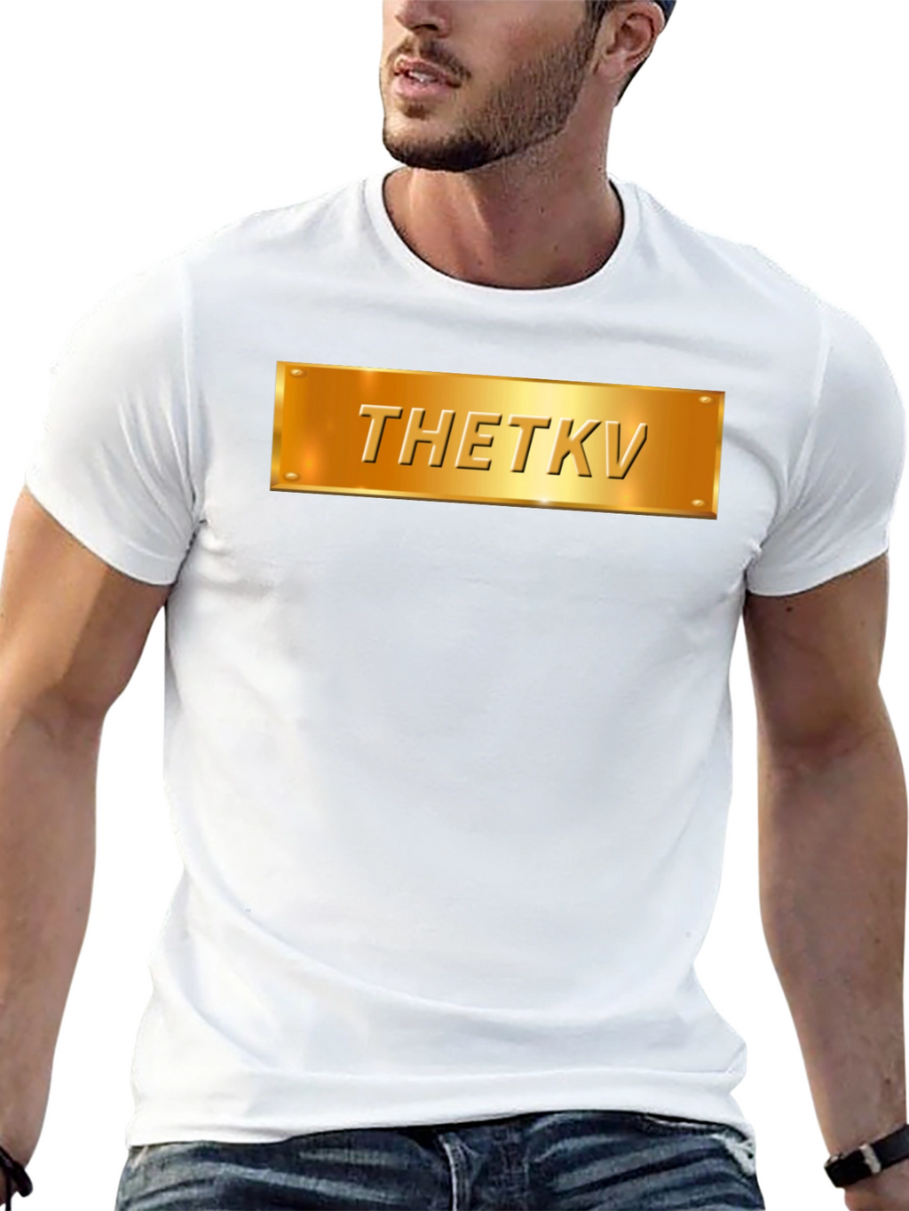 Thetkv Black Graphic Tee - Gold Plate Design