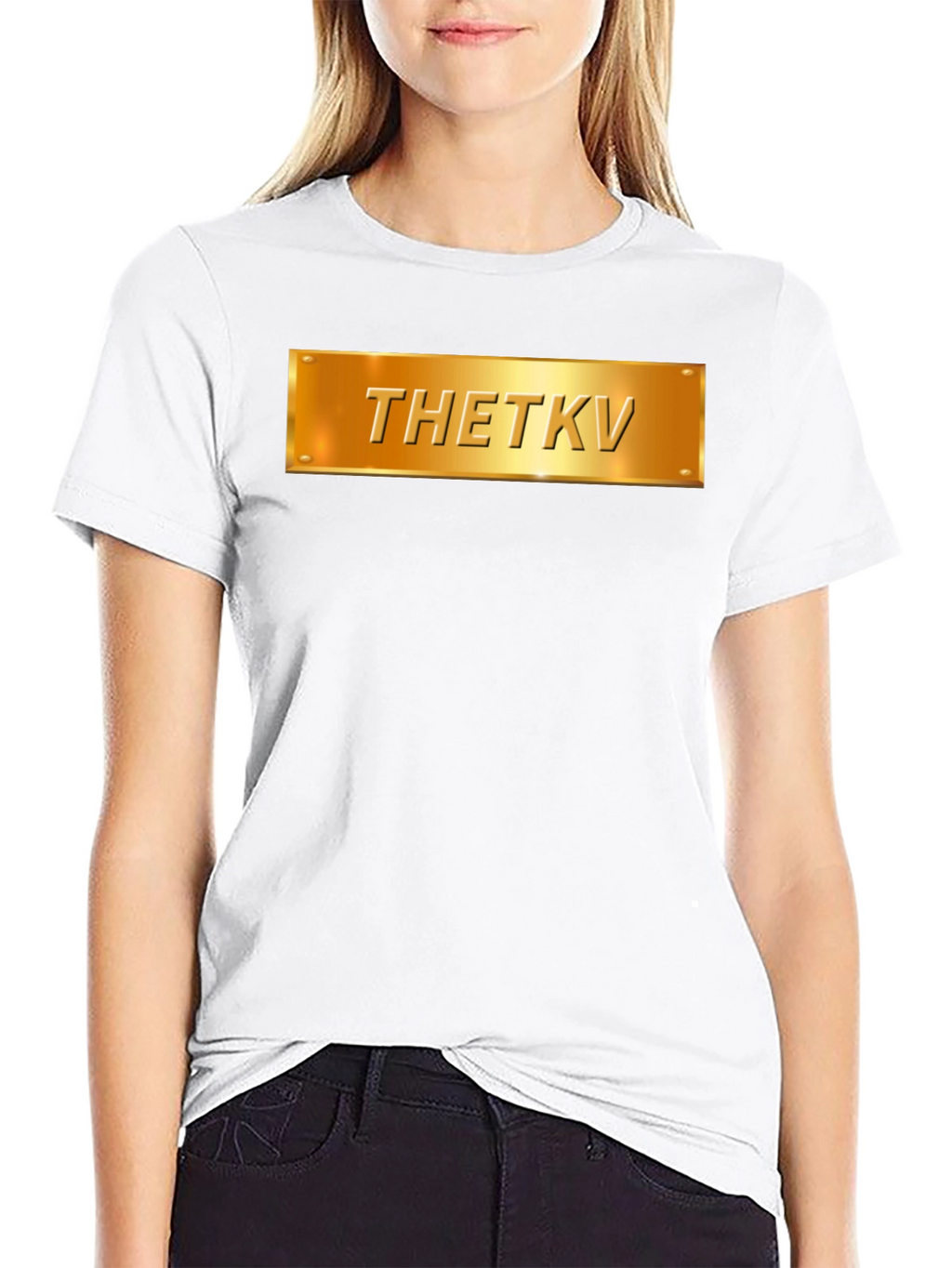 Thetkv Black Graphic Tee - Gold Plate Design