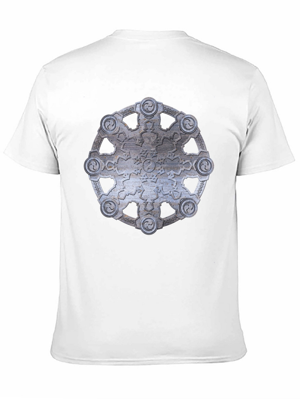 Abstract Metallic Wheel Design Black T-Shirt