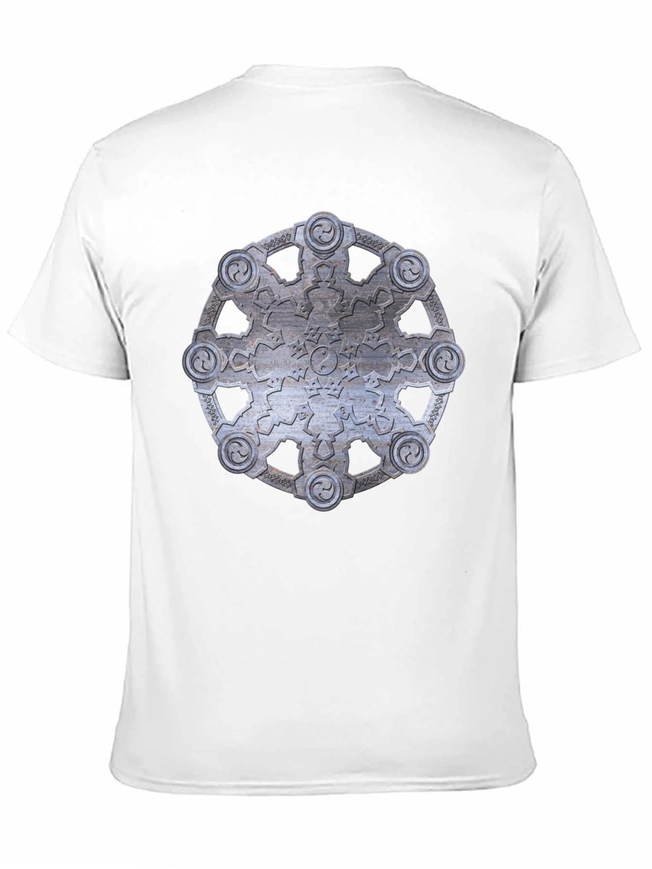 Abstract Metallic Wheel Design Black T-Shirt