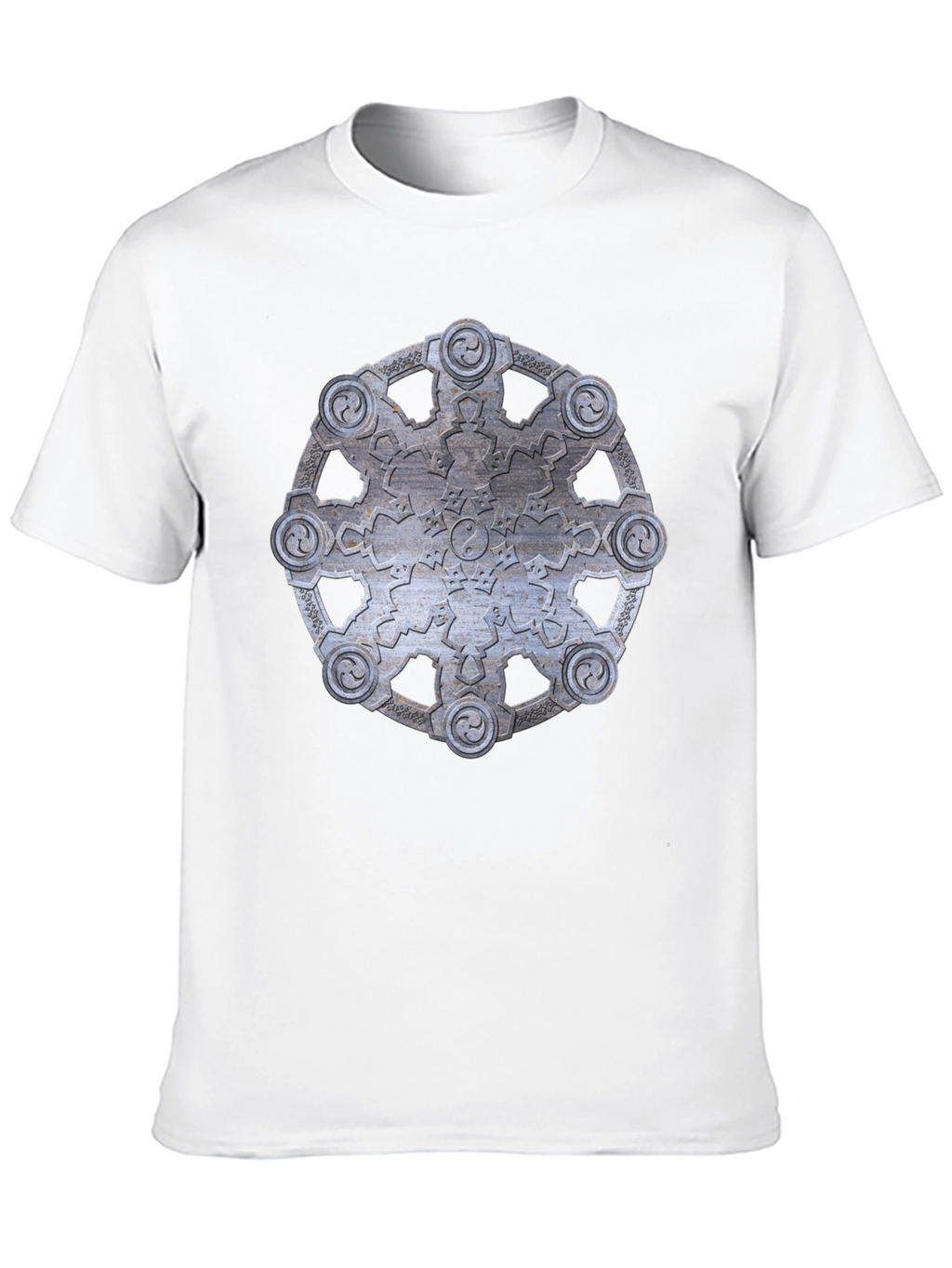 Abstract Metallic Wheel Design Black T-Shirt