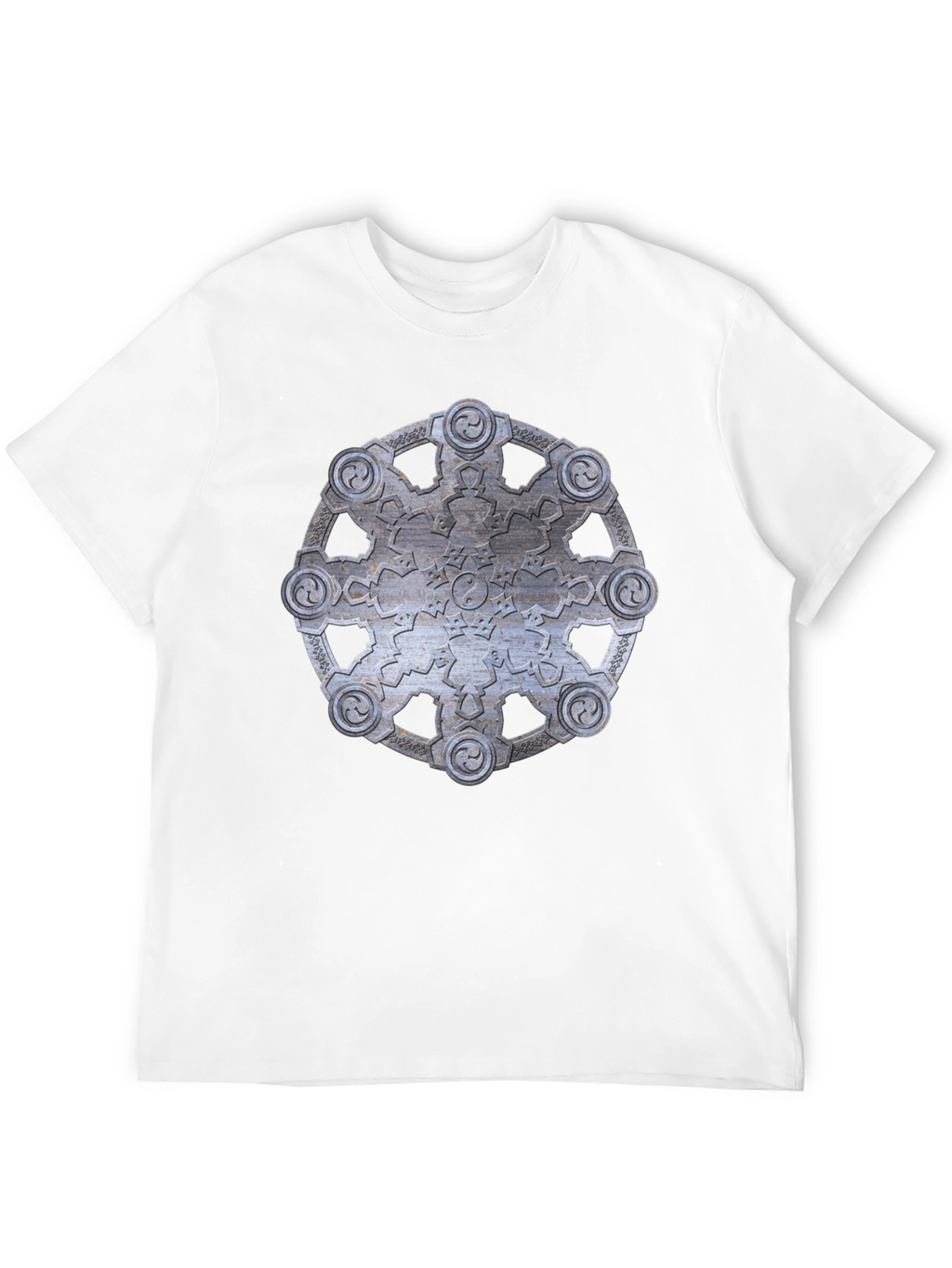 Abstract Metallic Wheel Design Black T-Shirt