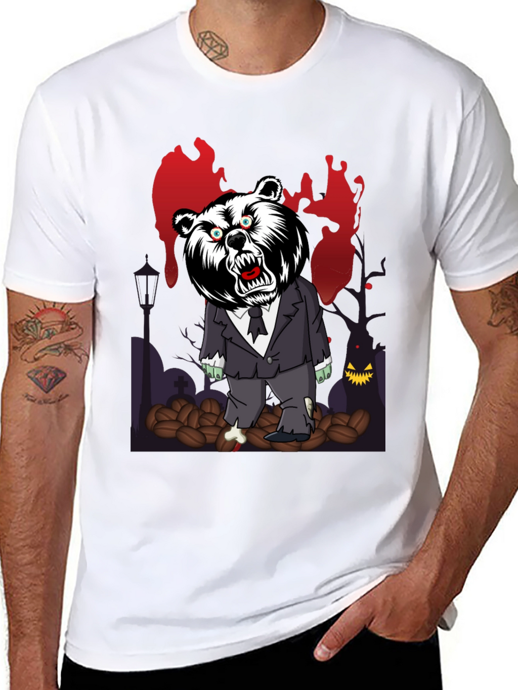 Zombie Bear T-Shirt - Spooky Halloween Design