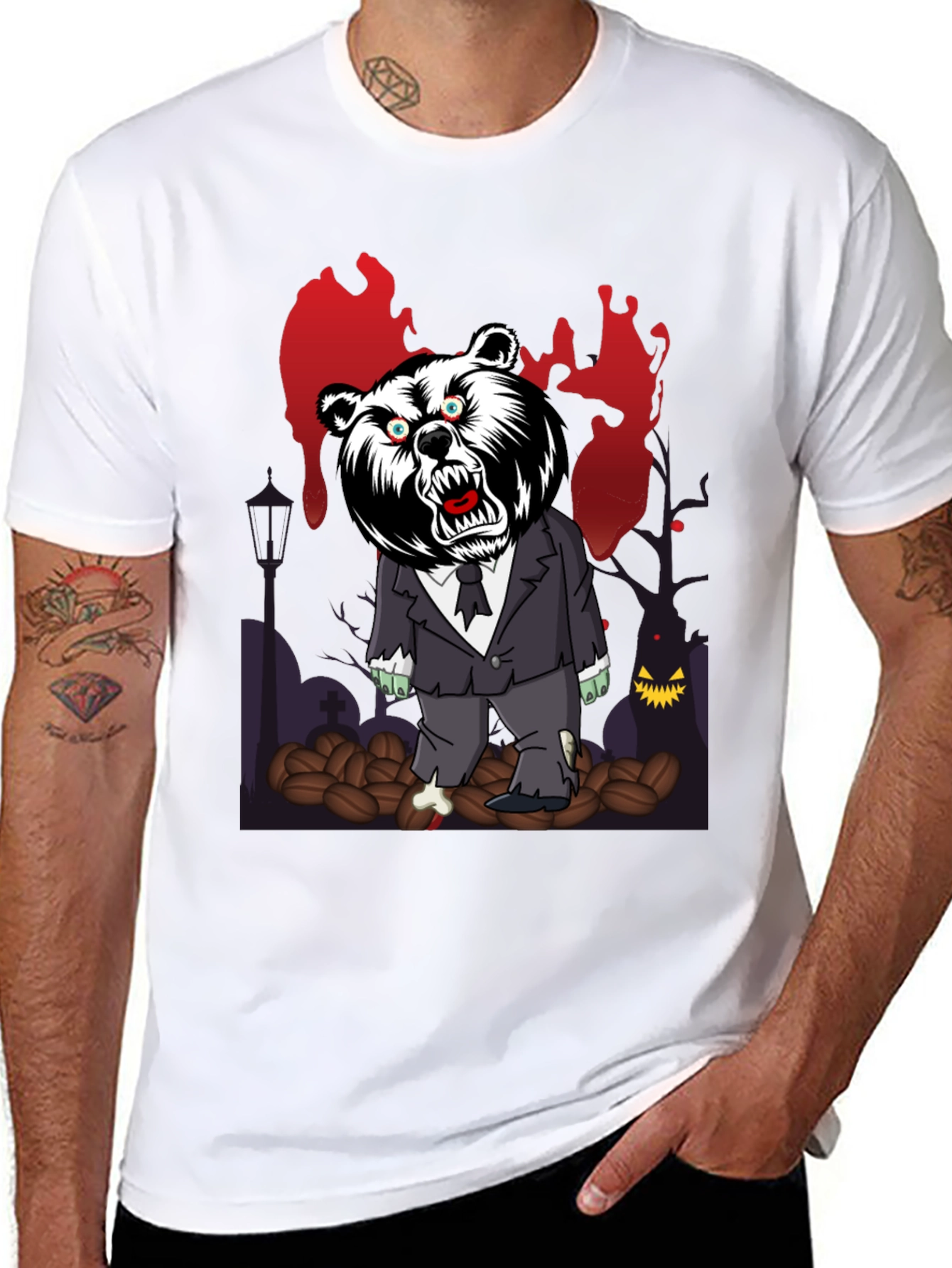 Zombie Bear T-Shirt - Spooky Halloween Design