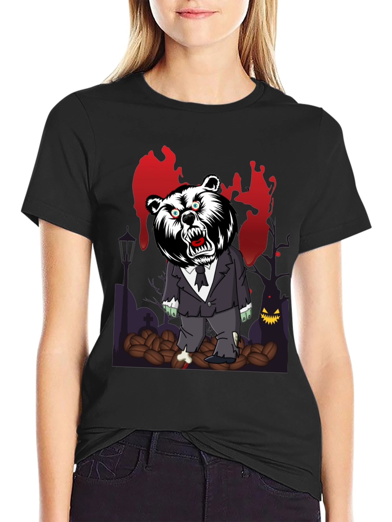 Zombie Bear T-Shirt - Spooky Halloween Design