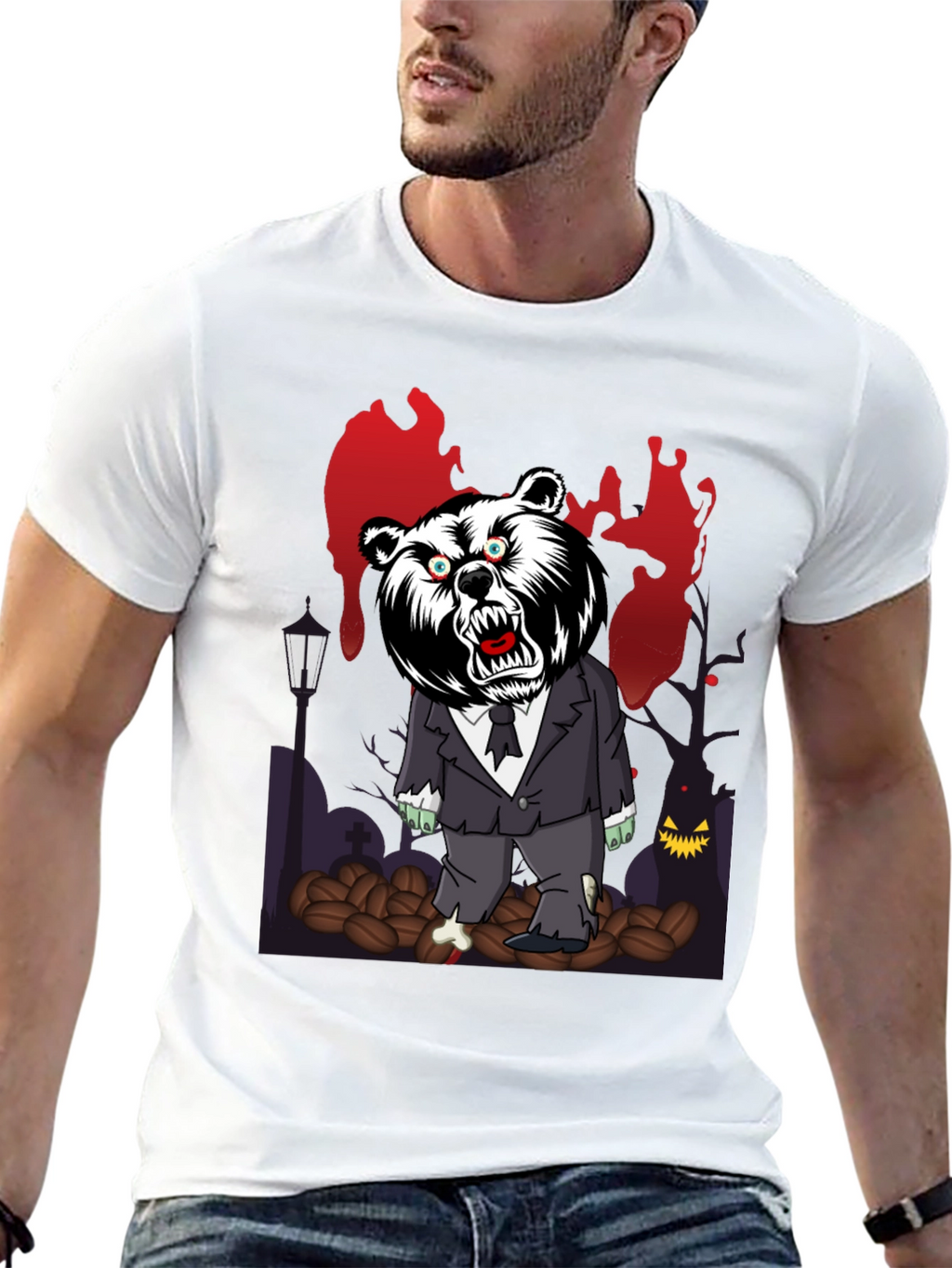 Zombie Bear T-Shirt - Spooky Halloween Design