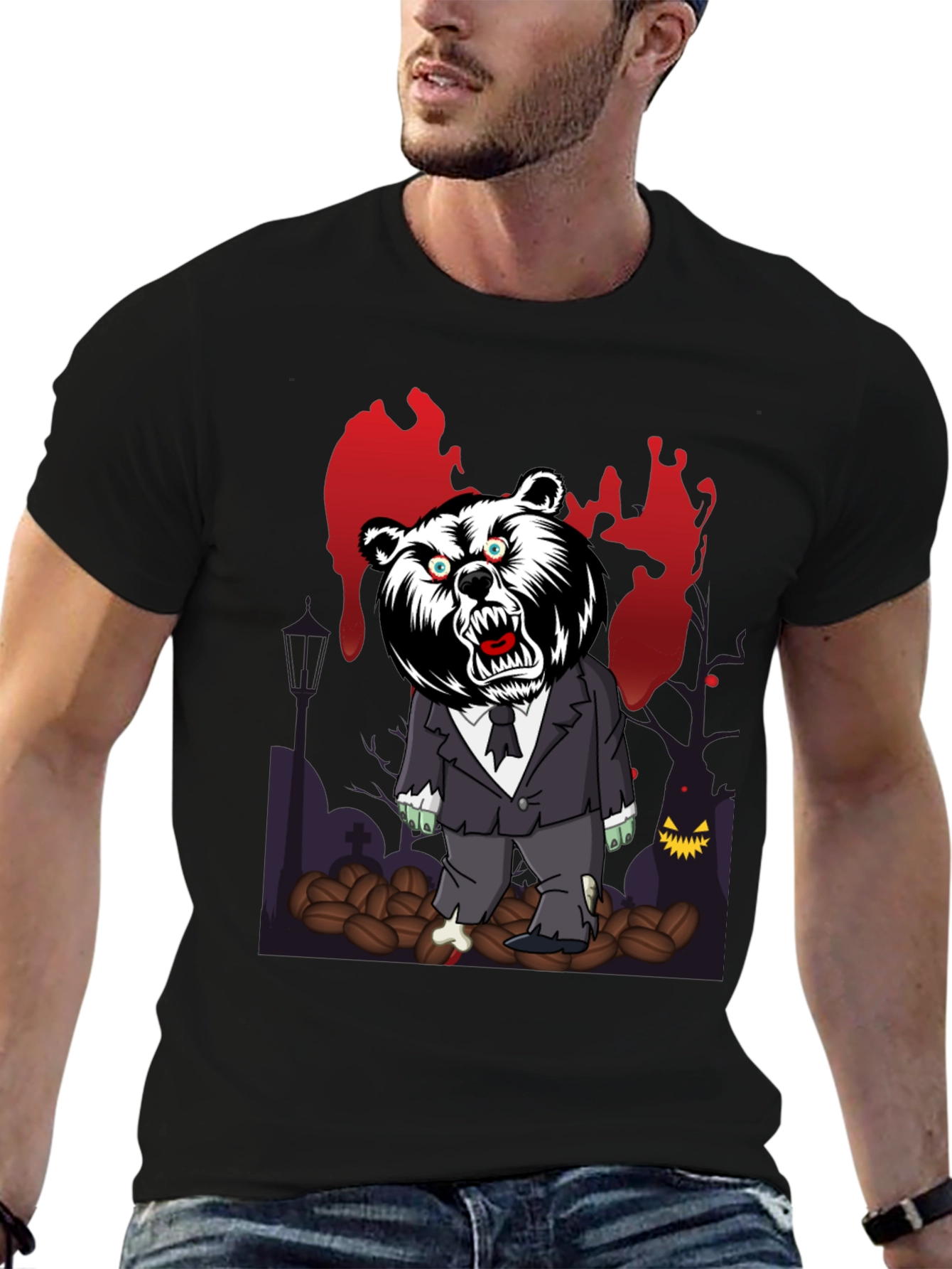 Zombie Bear T-Shirt - Spooky Halloween Design